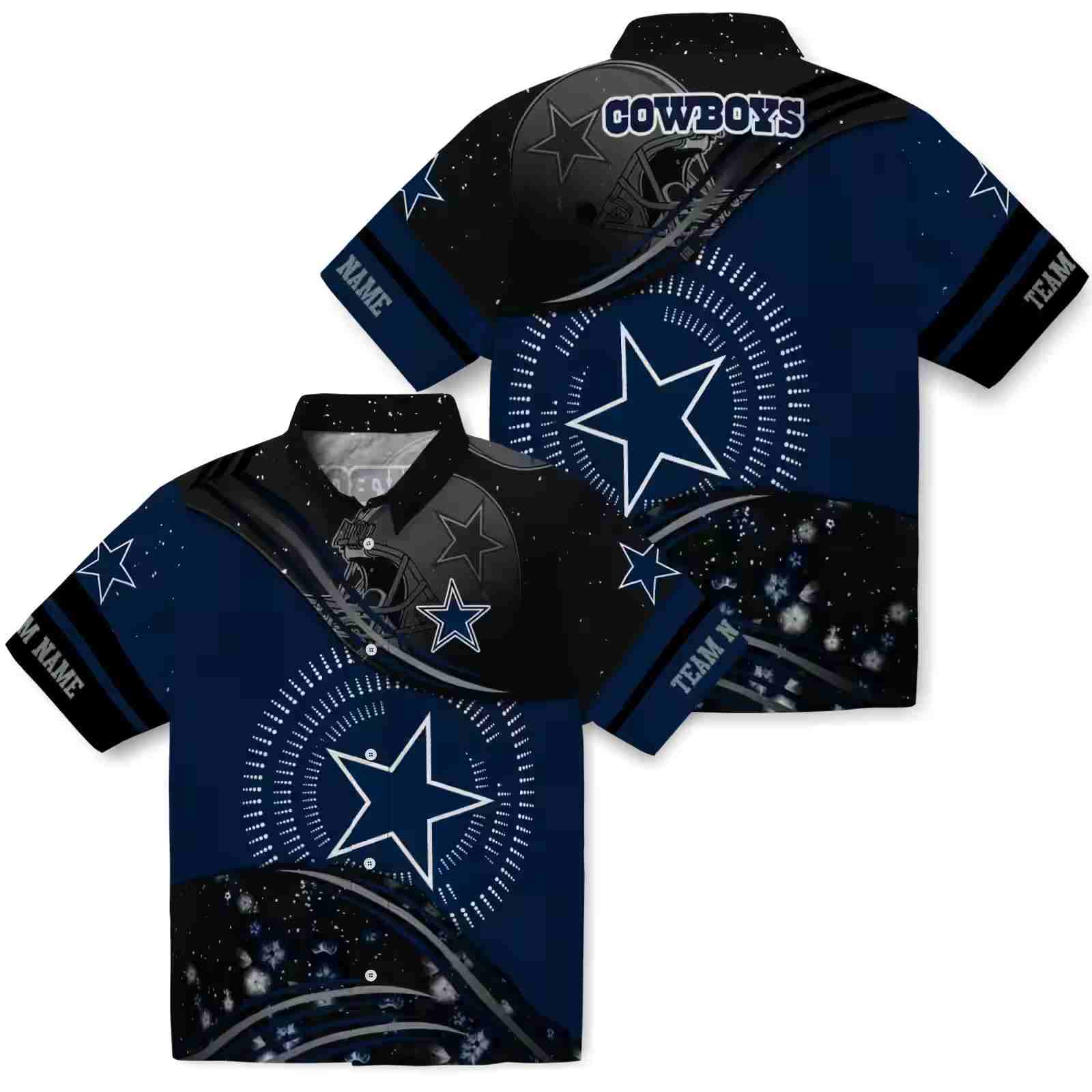 dallas cowboys football wave blue black hawaiian shirt high quality