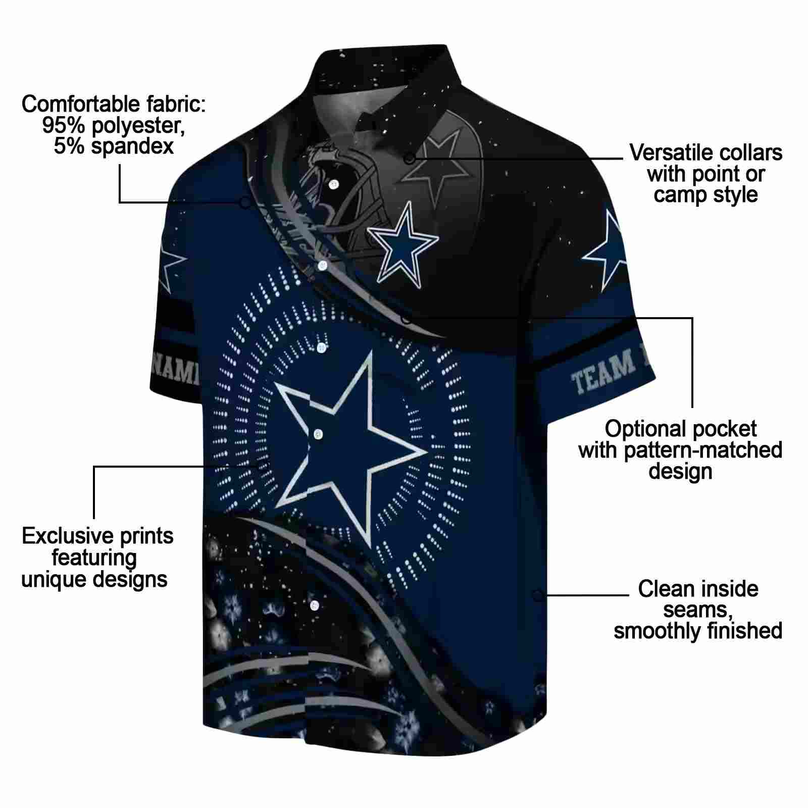 dallas cowboys football wave blue black hawaiian shirt new arrival