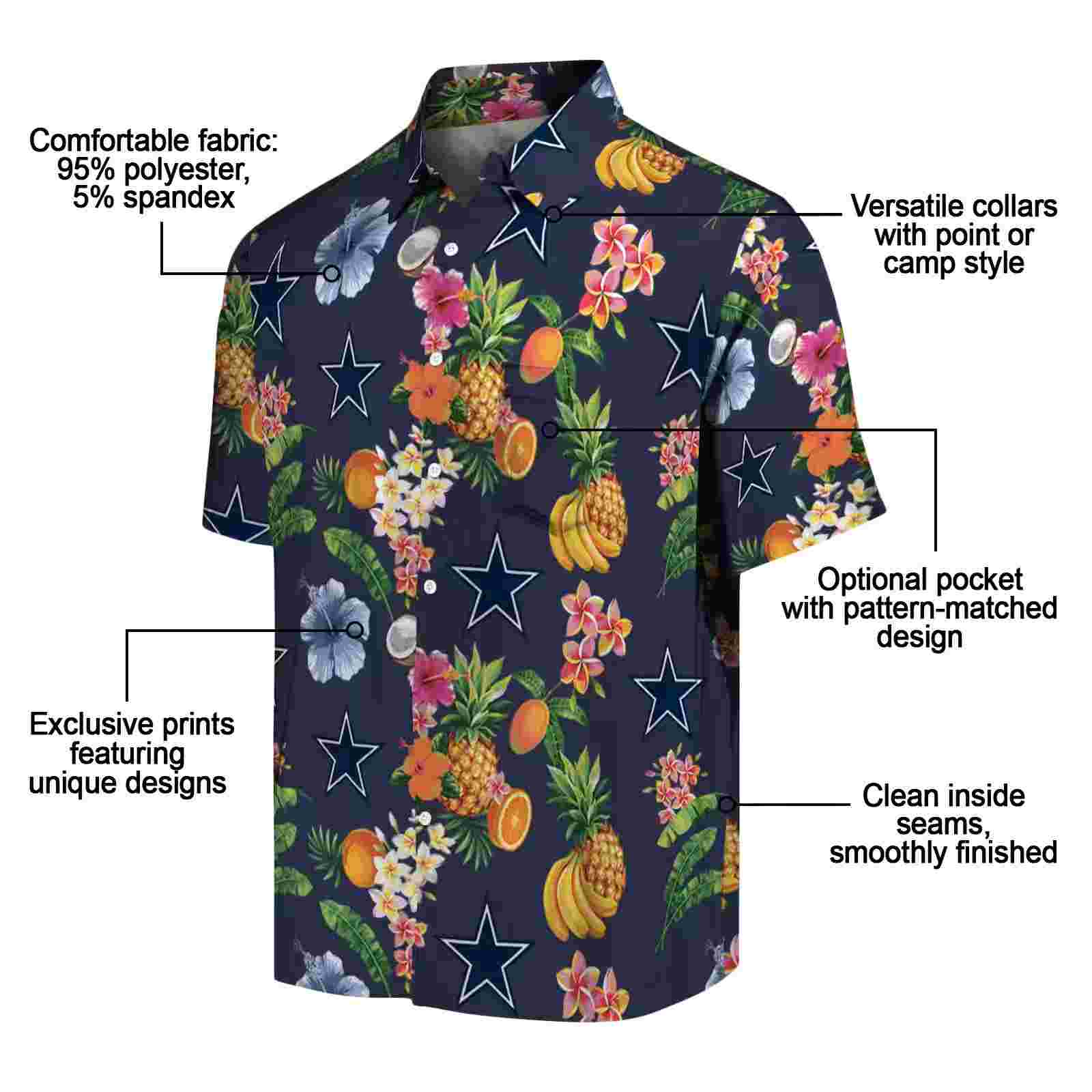 dallas cowboys hibiscus and fruit navy blue hawaiian shirt new arrival