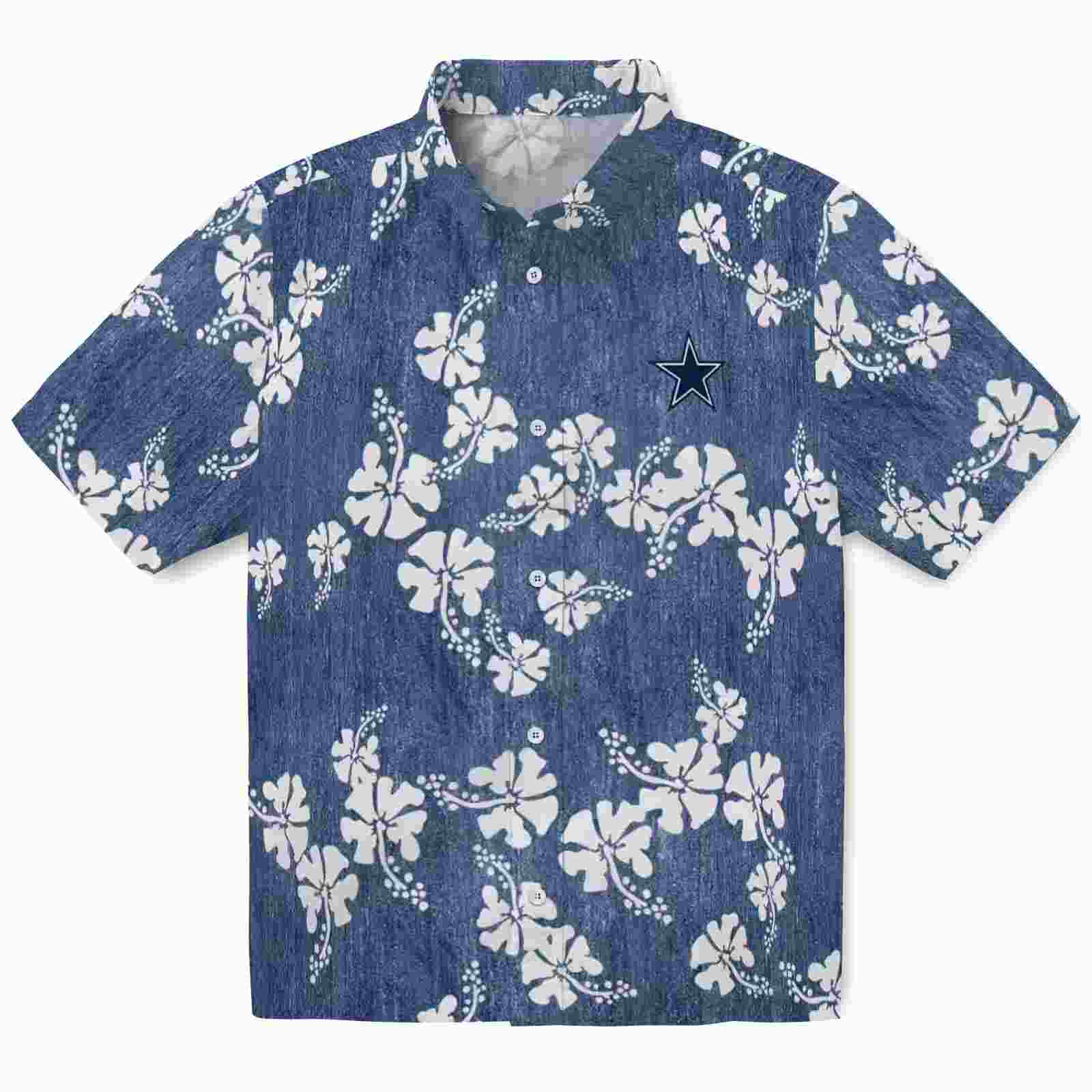 Dallas Cowboys Hibiscus Clusters Blue Hawaiian Shirt