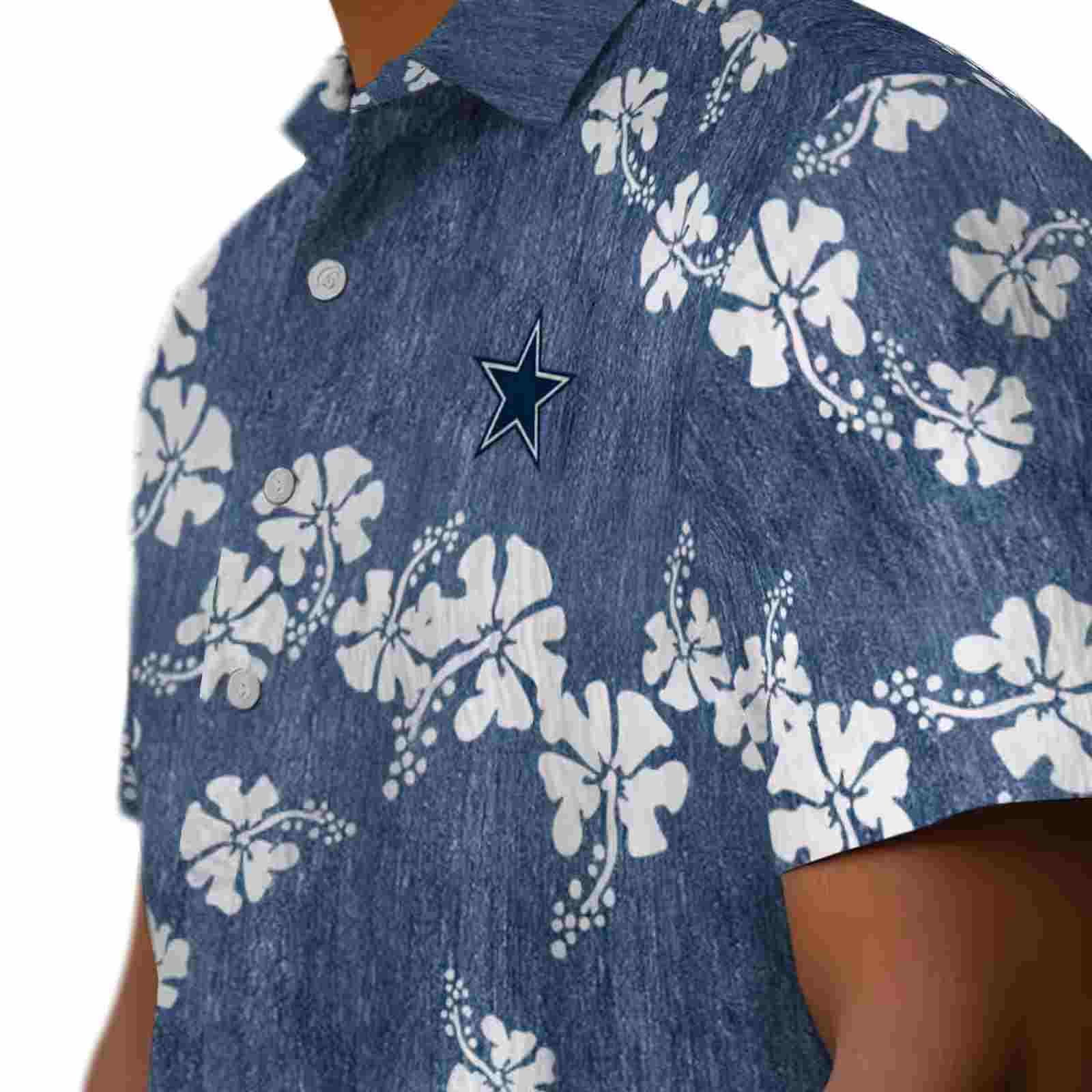 dallas cowboys hibiscus clusters blue hawaiian shirt trendy