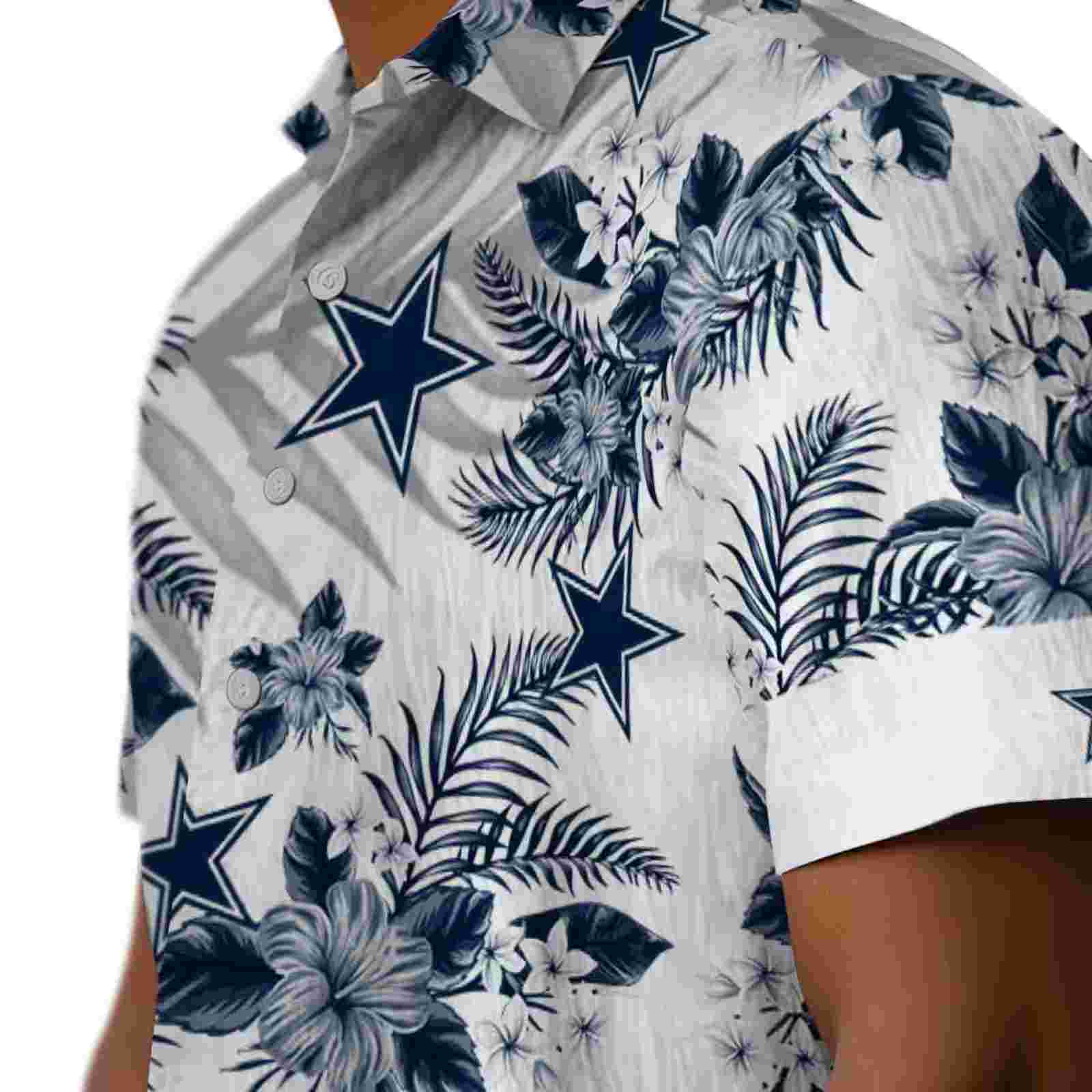 dallas cowboys hibiscus palm leaves blue white hawaiian shirt trendy