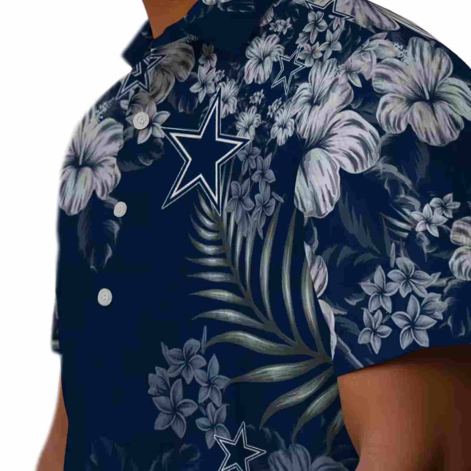 dallas cowboys hibiscus print blue hawaiian shirt trendy