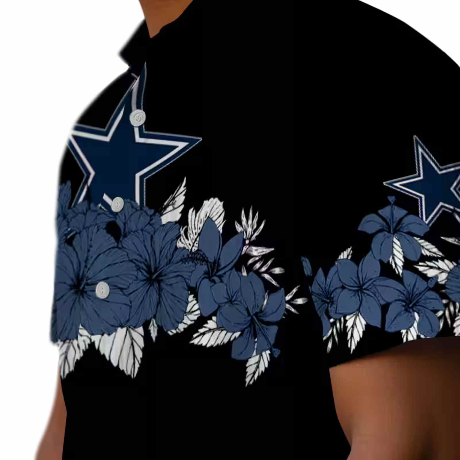 dallas cowboys hibiscus stripe blue black hawaiian shirt trendy