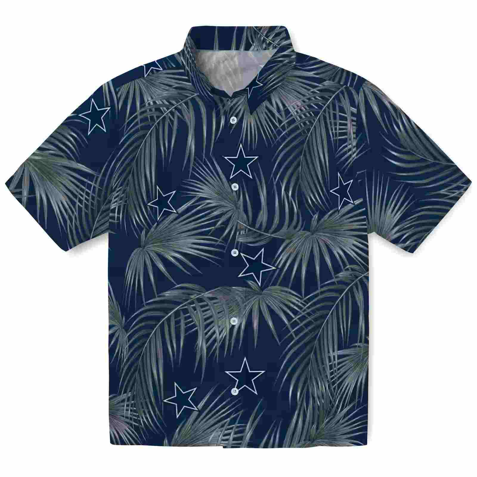 Dallas Cowboys Leafy Palms Blue Hawaiian Shirt