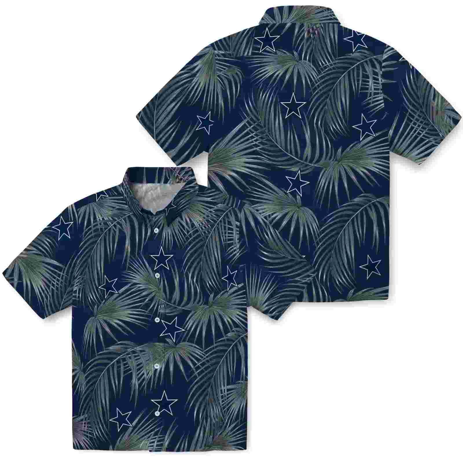 dallas cowboys leafy palms blue hawaiian shirt high quality