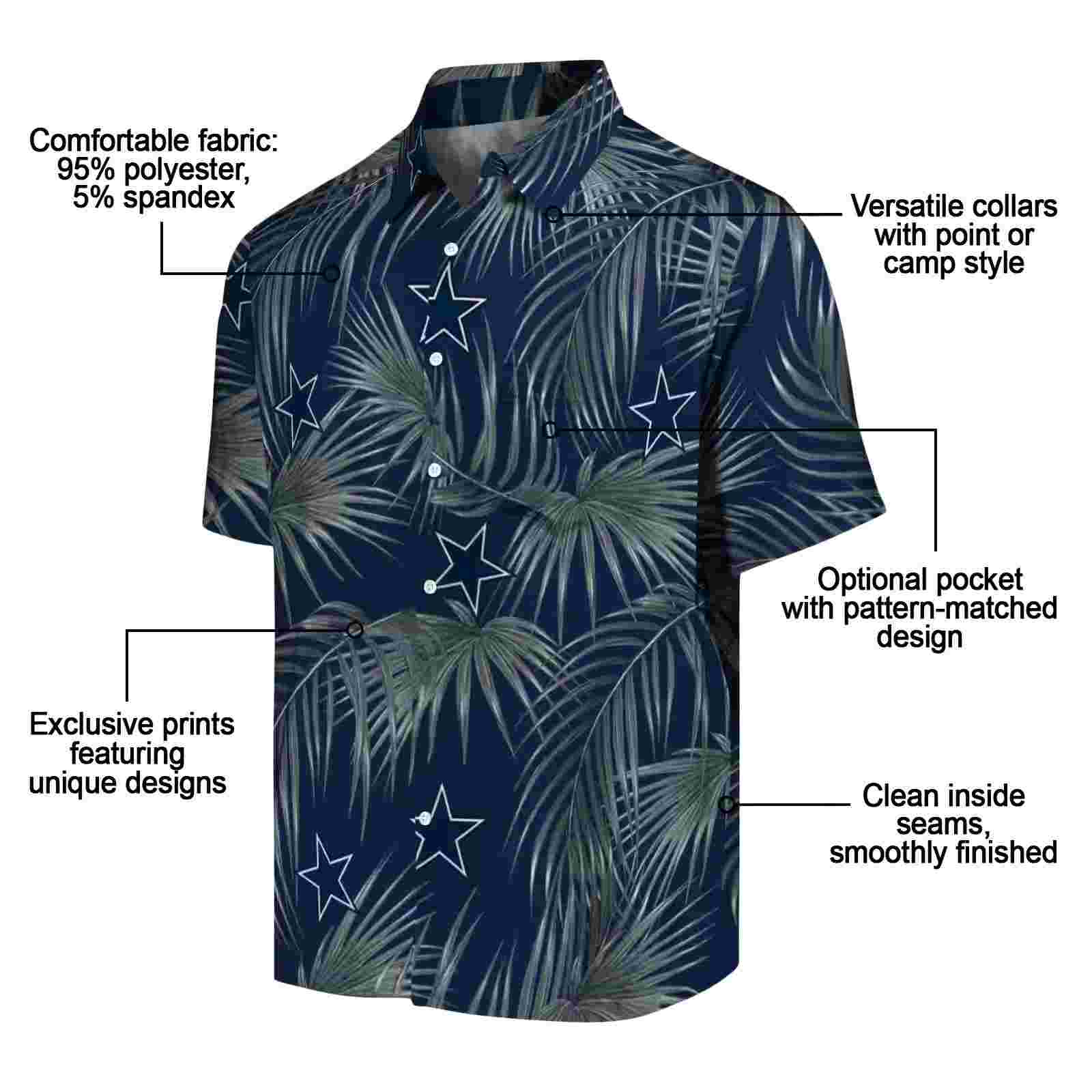 dallas cowboys leafy palms blue hawaiian shirt new arrival