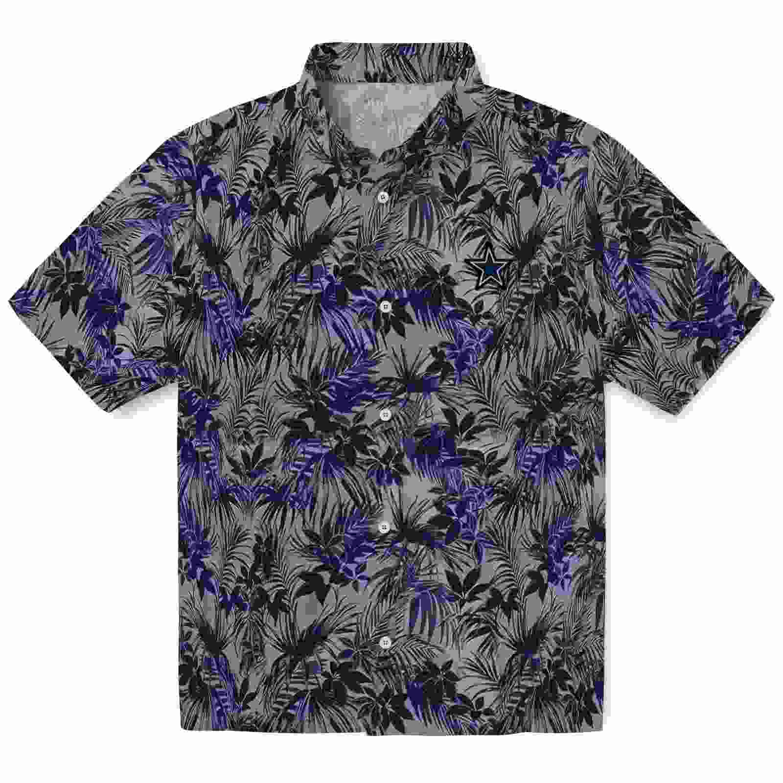 Dallas Cowboys Leafy Pattern Blue Hawaiian Shirt