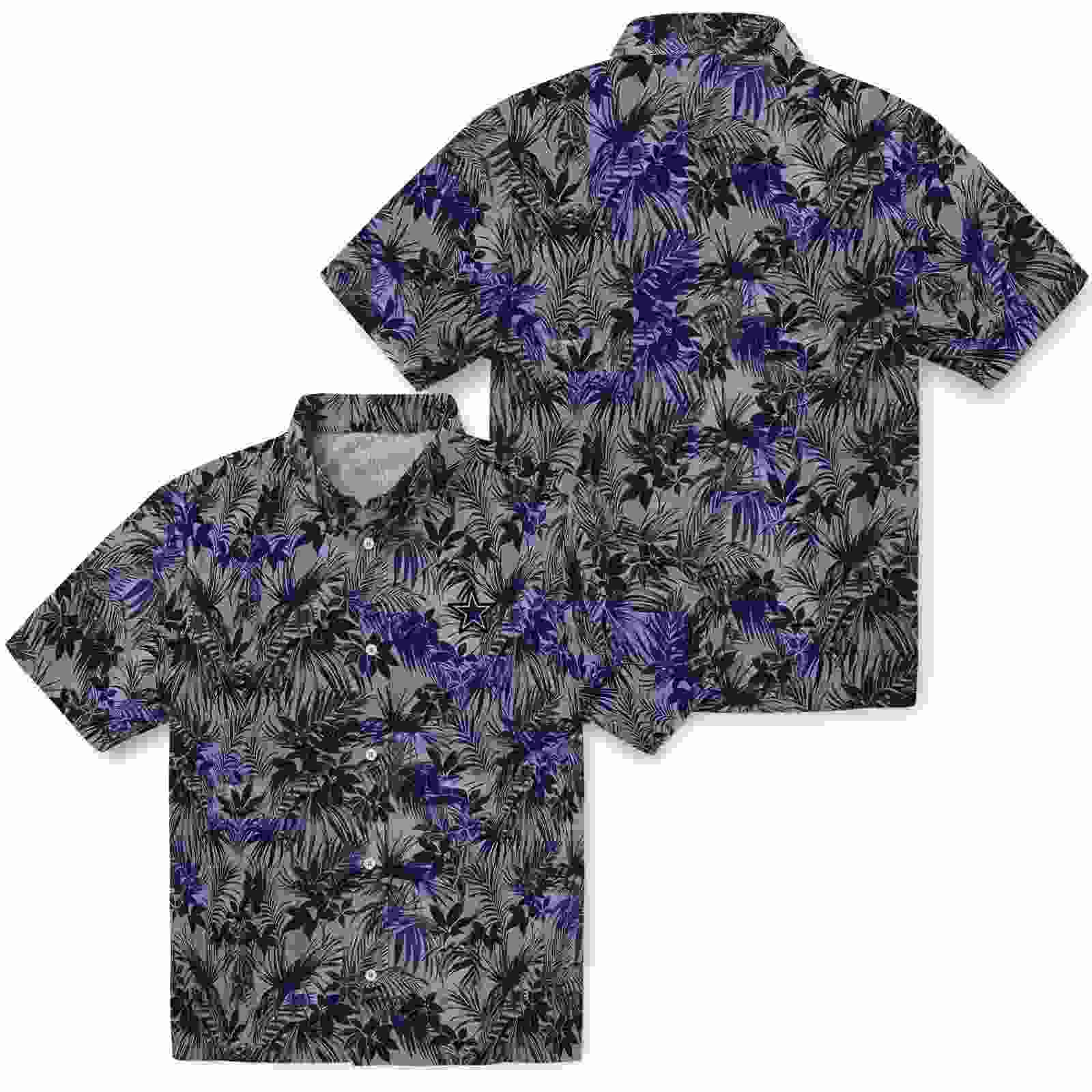 dallas cowboys leafy pattern blue hawaiian shirt high quality