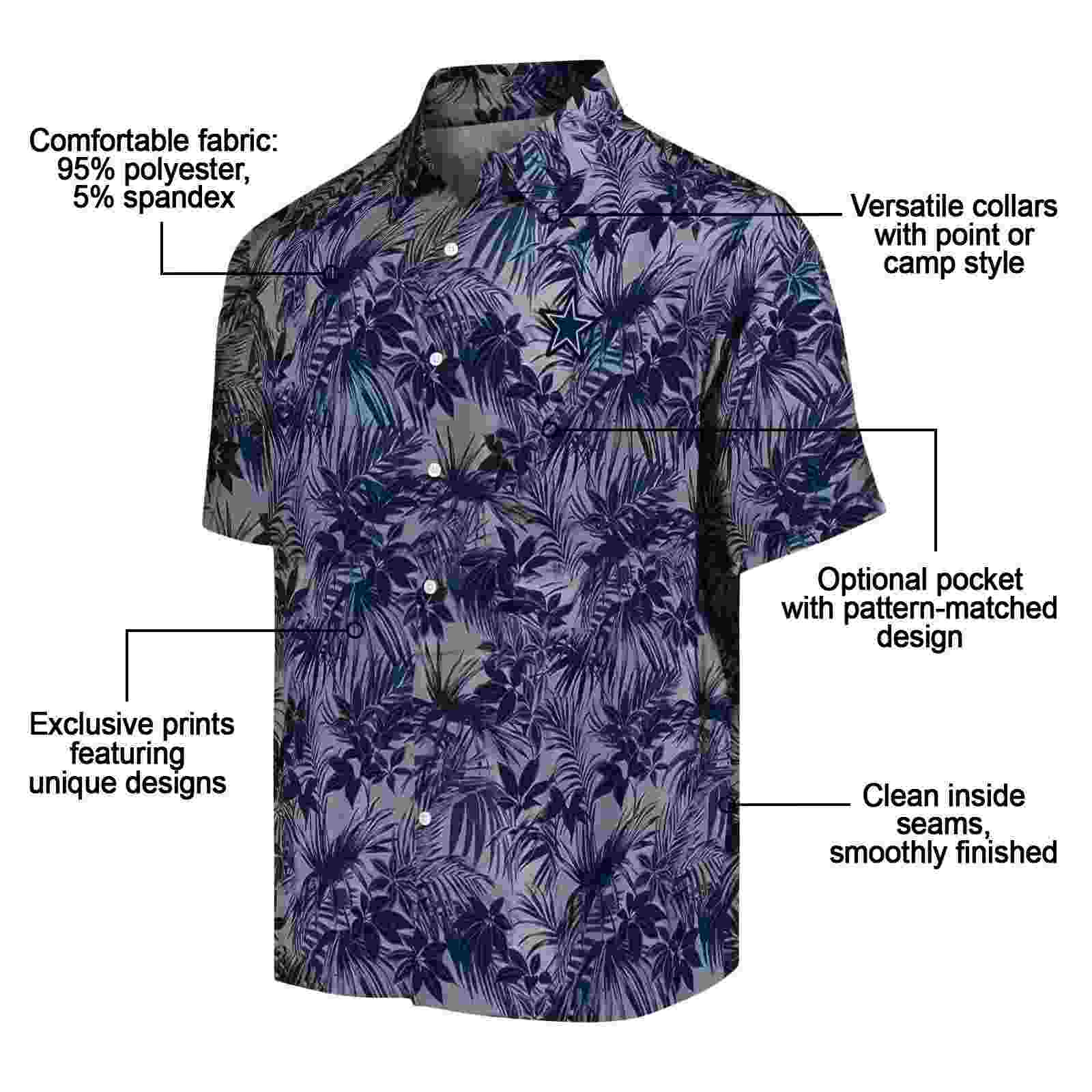 dallas cowboys leafy pattern blue hawaiian shirt new arrival