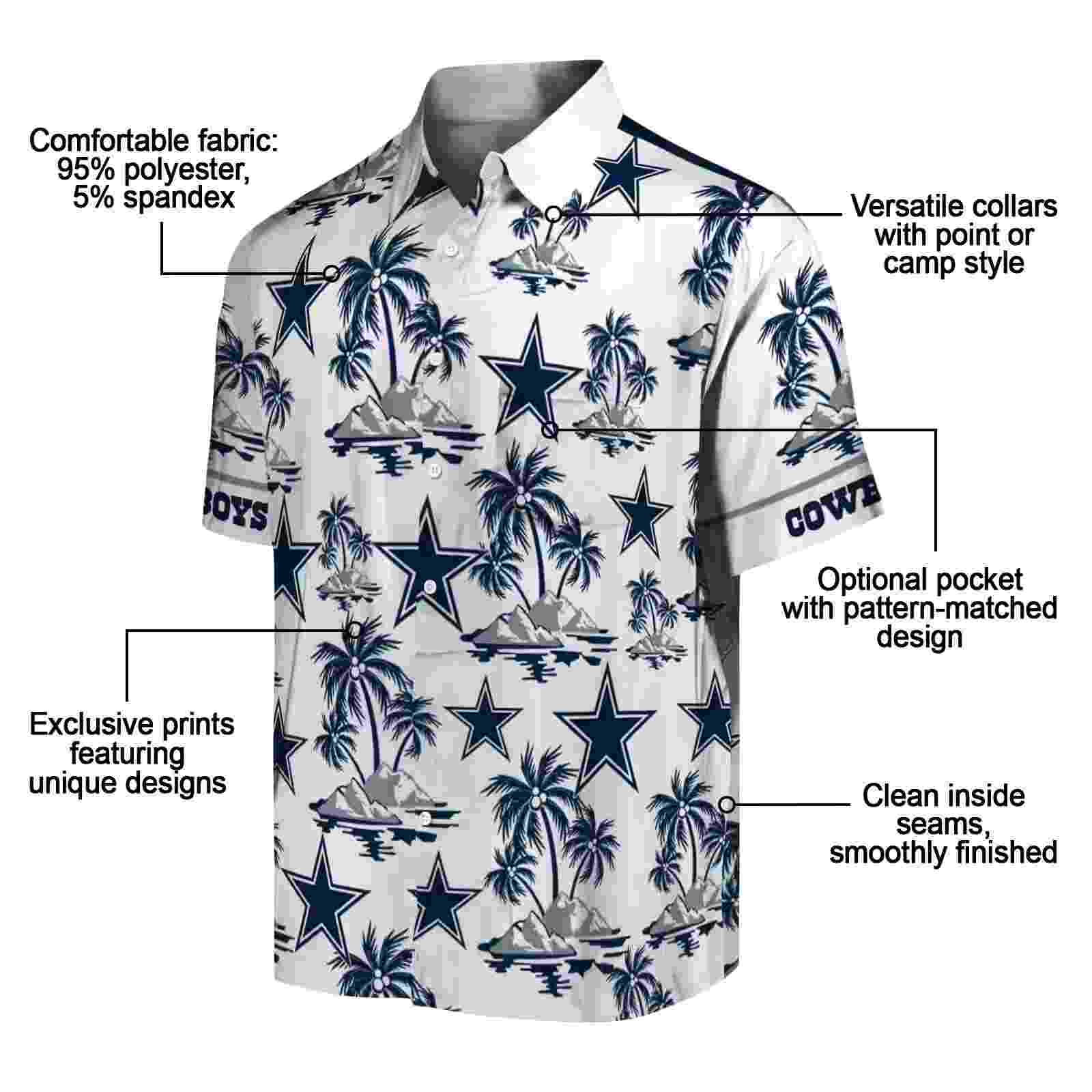 dallas cowboys palm island print blue white hawaiian shirt new arrival