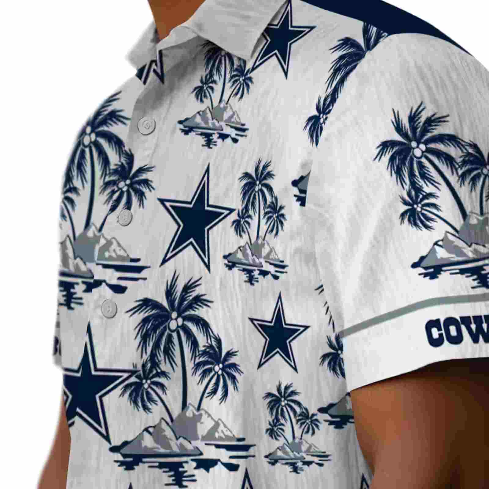 dallas cowboys palm island print blue white hawaiian shirt trendy