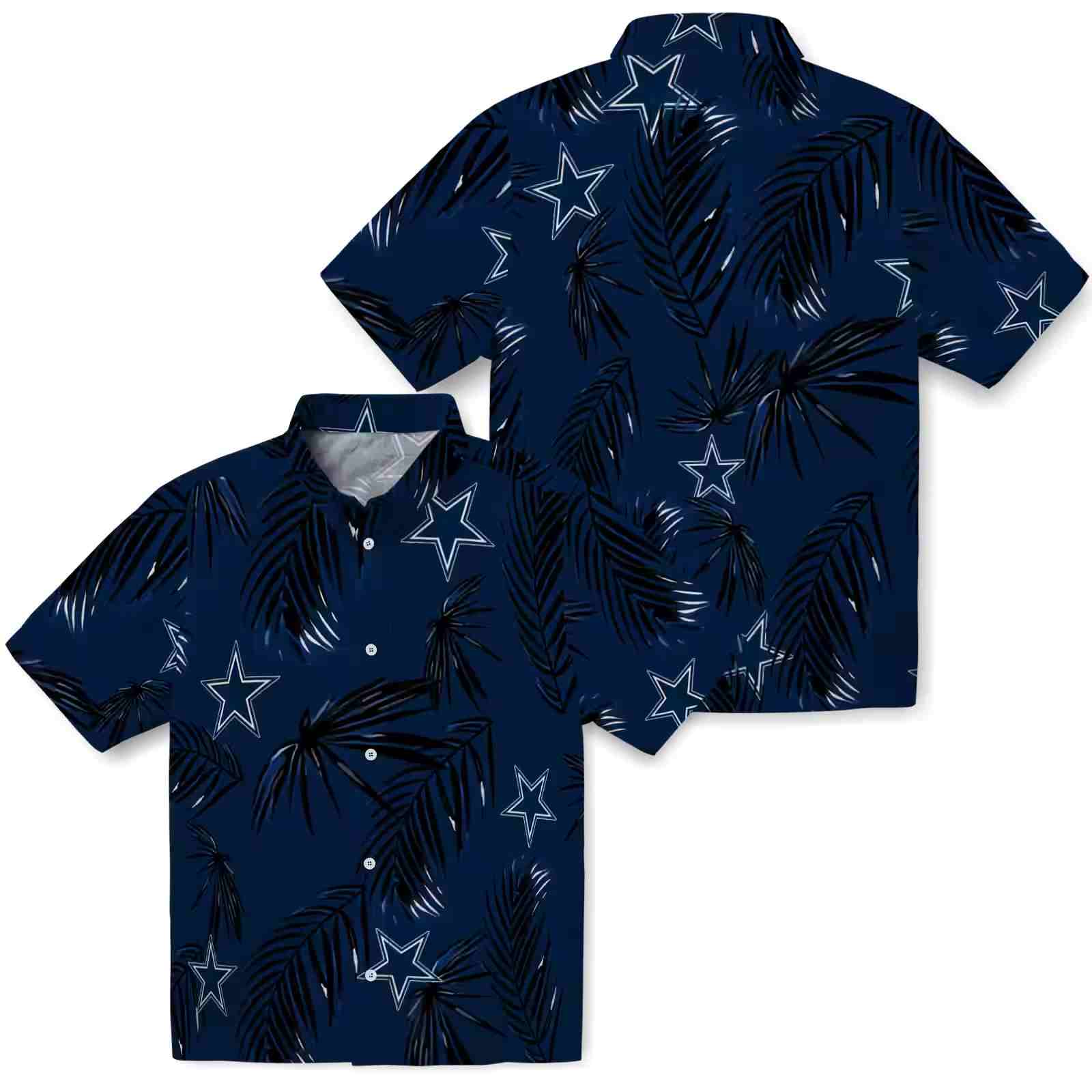 dallas cowboys palm leaf blue hawaiian shirt high quality