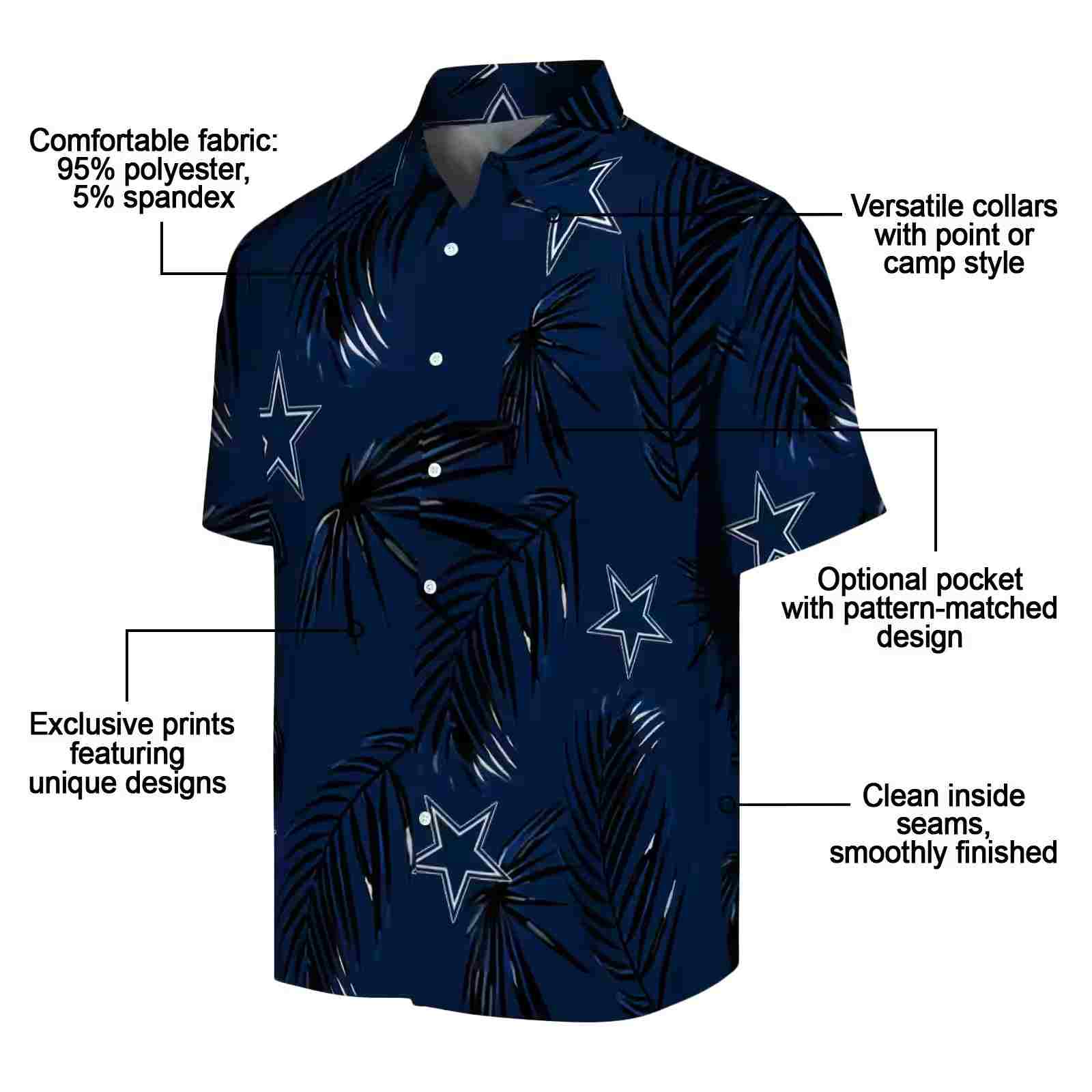 dallas cowboys palm leaf blue hawaiian shirt new arrival