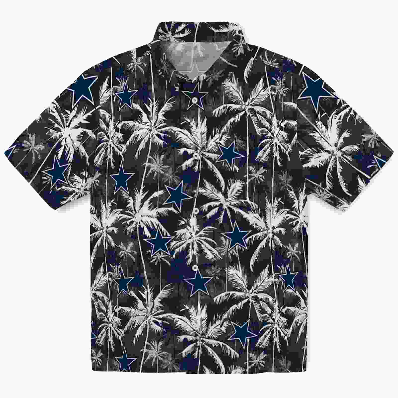 Dallas Cowboys Palm Pattern Blue Black Hawaiian Shirt