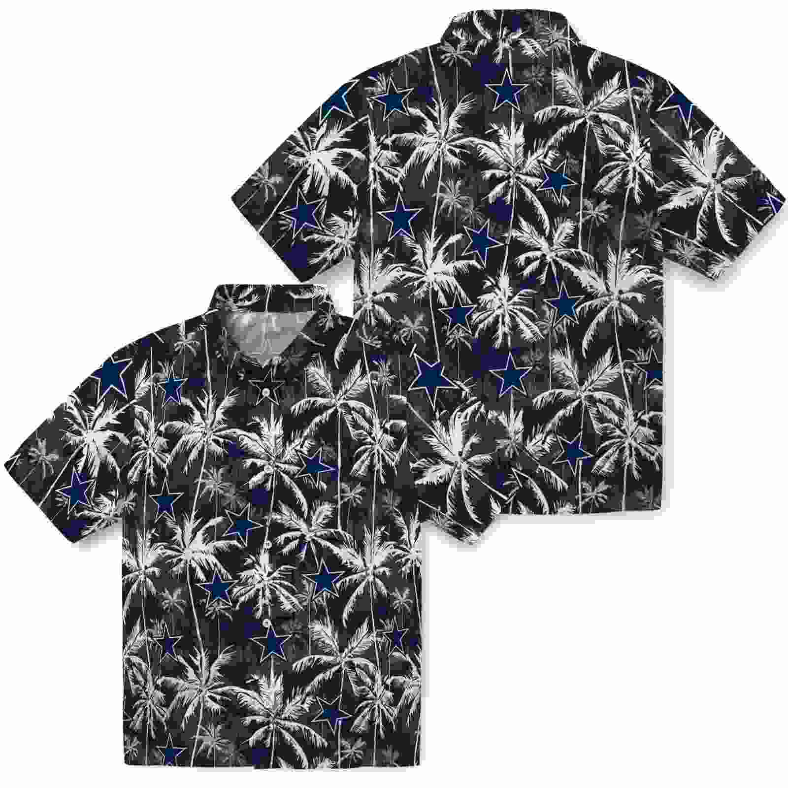 dallas cowboys palm pattern blue black hawaiian shirt high quality