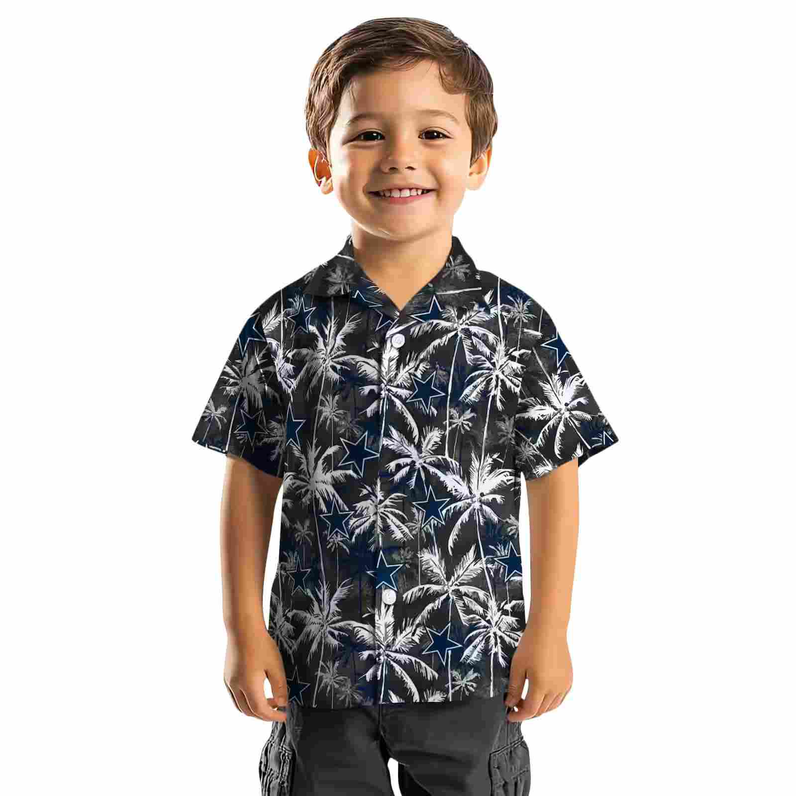 dallas cowboys palm pattern blue black hawaiian shirt top rated