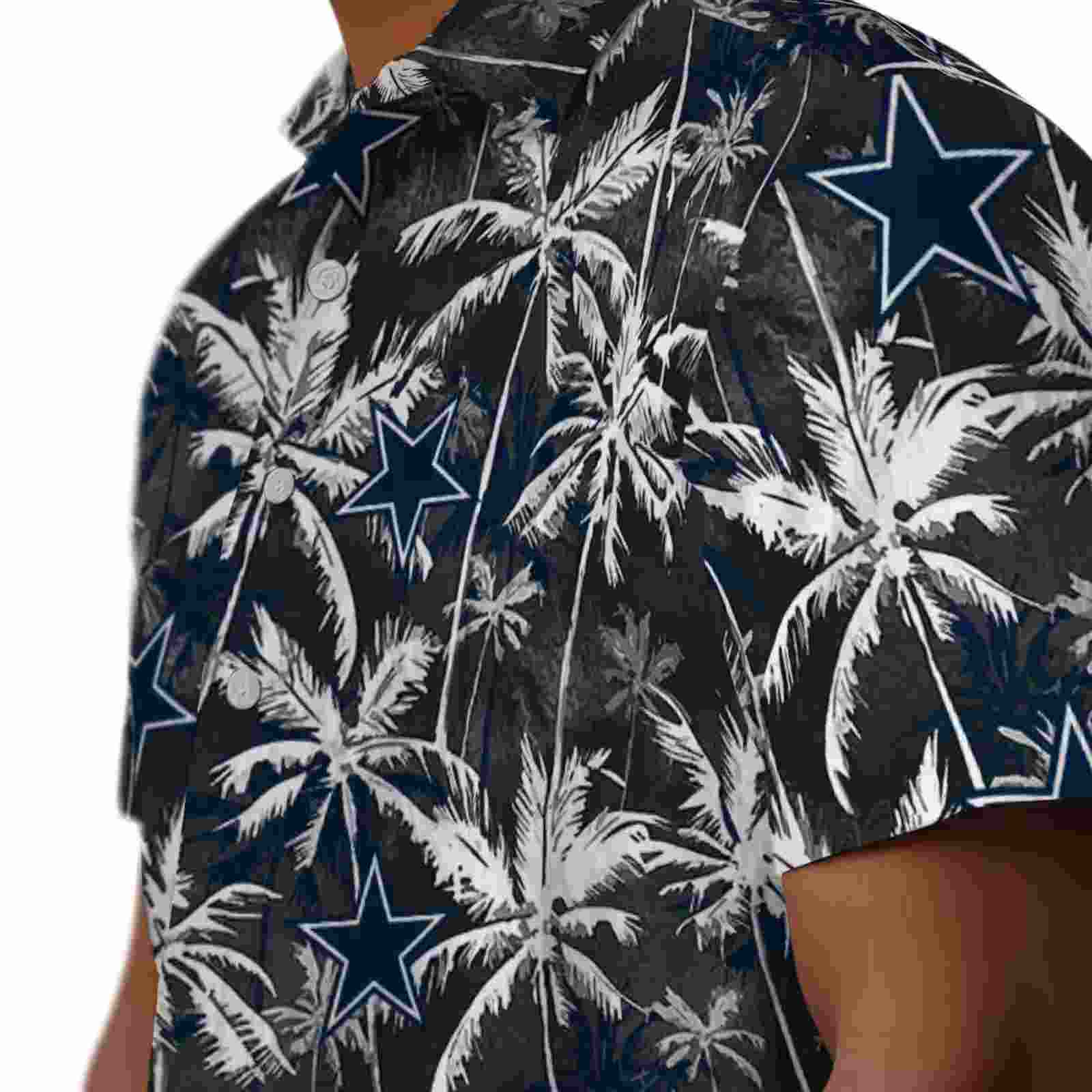 dallas cowboys palm pattern blue black hawaiian shirt trendy