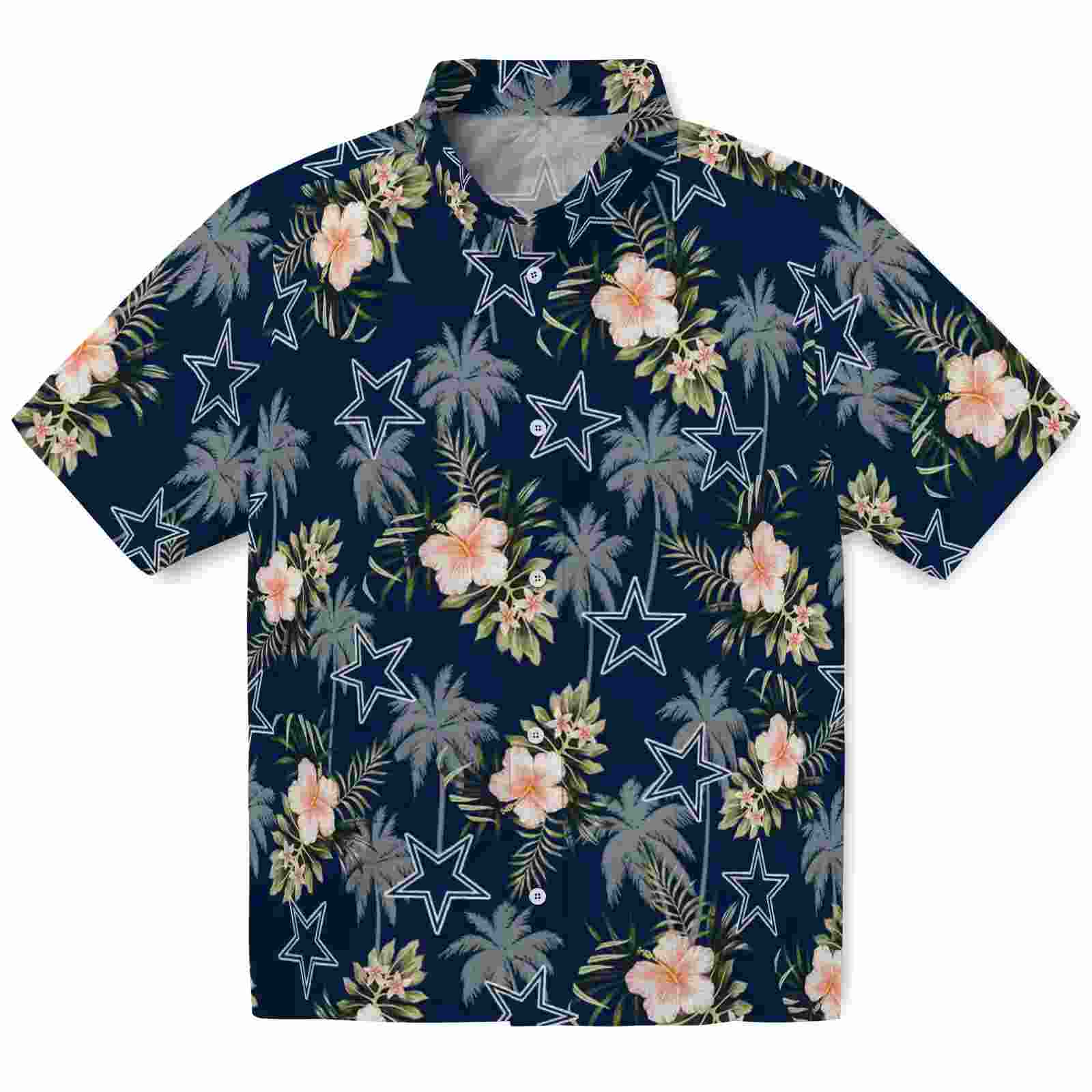 Dallas Cowboys Palm Tree Flower Blue Hawaiian Shirt