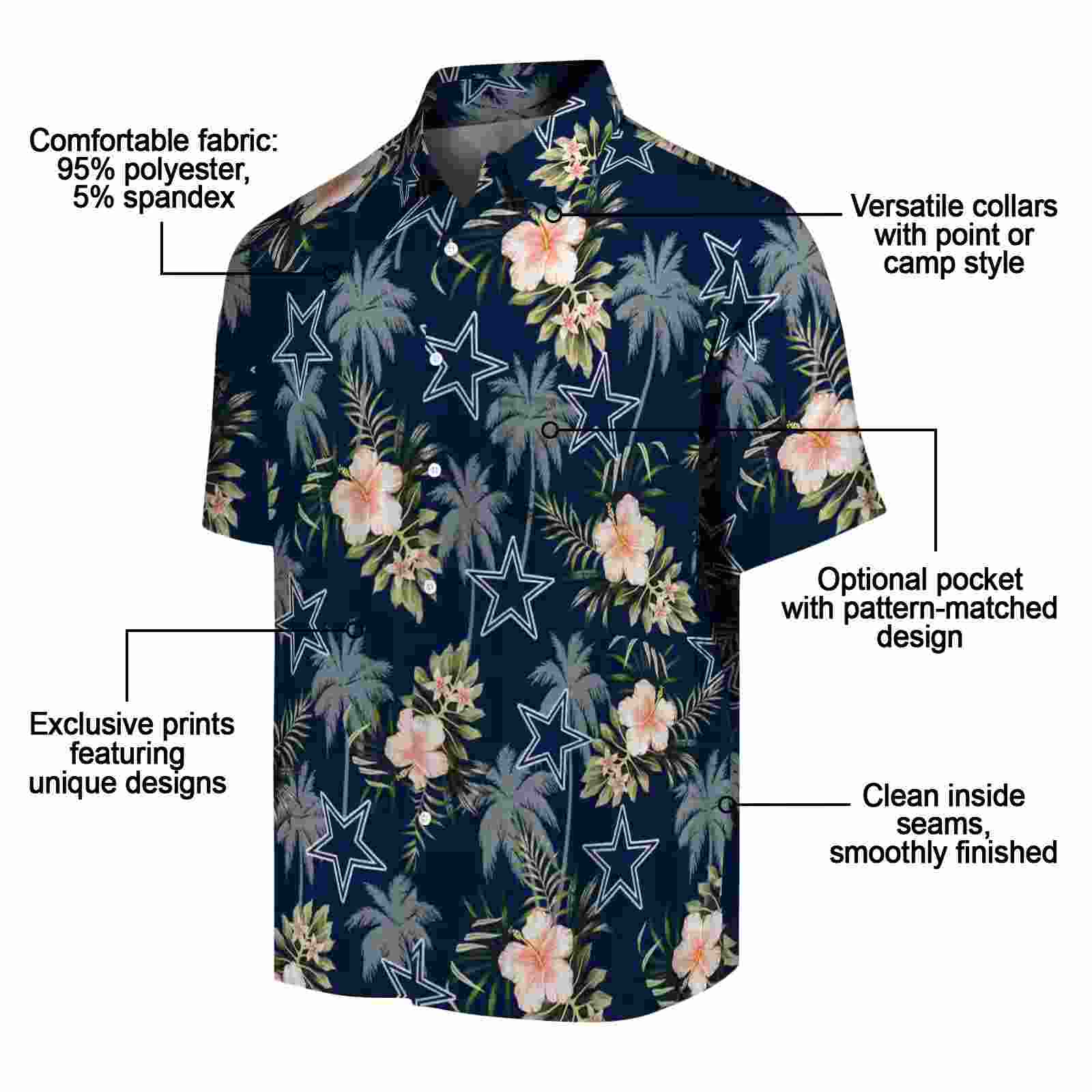 dallas cowboys palm tree flower blue hawaiian shirt new arrival