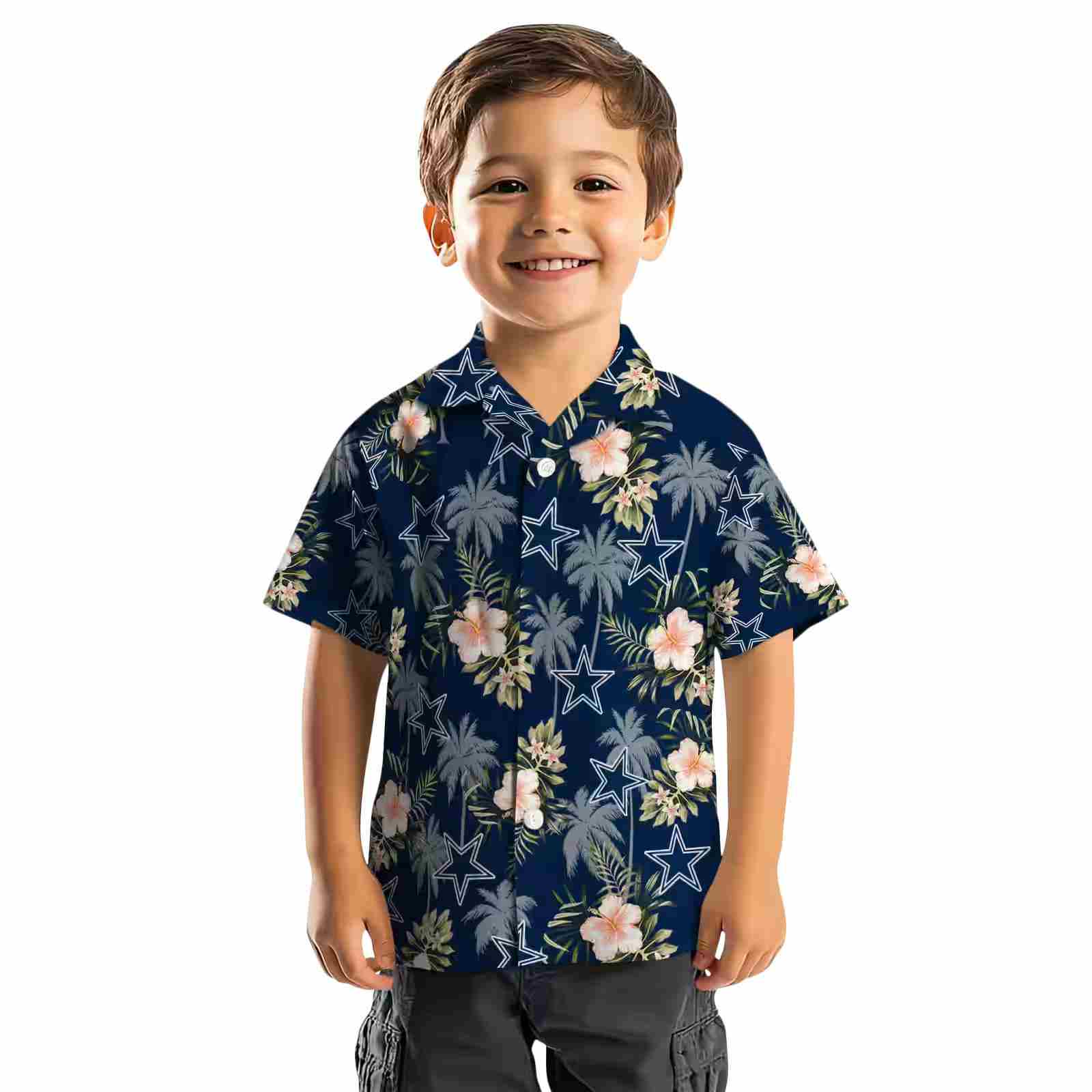 dallas cowboys palm tree flower blue hawaiian shirt top rated