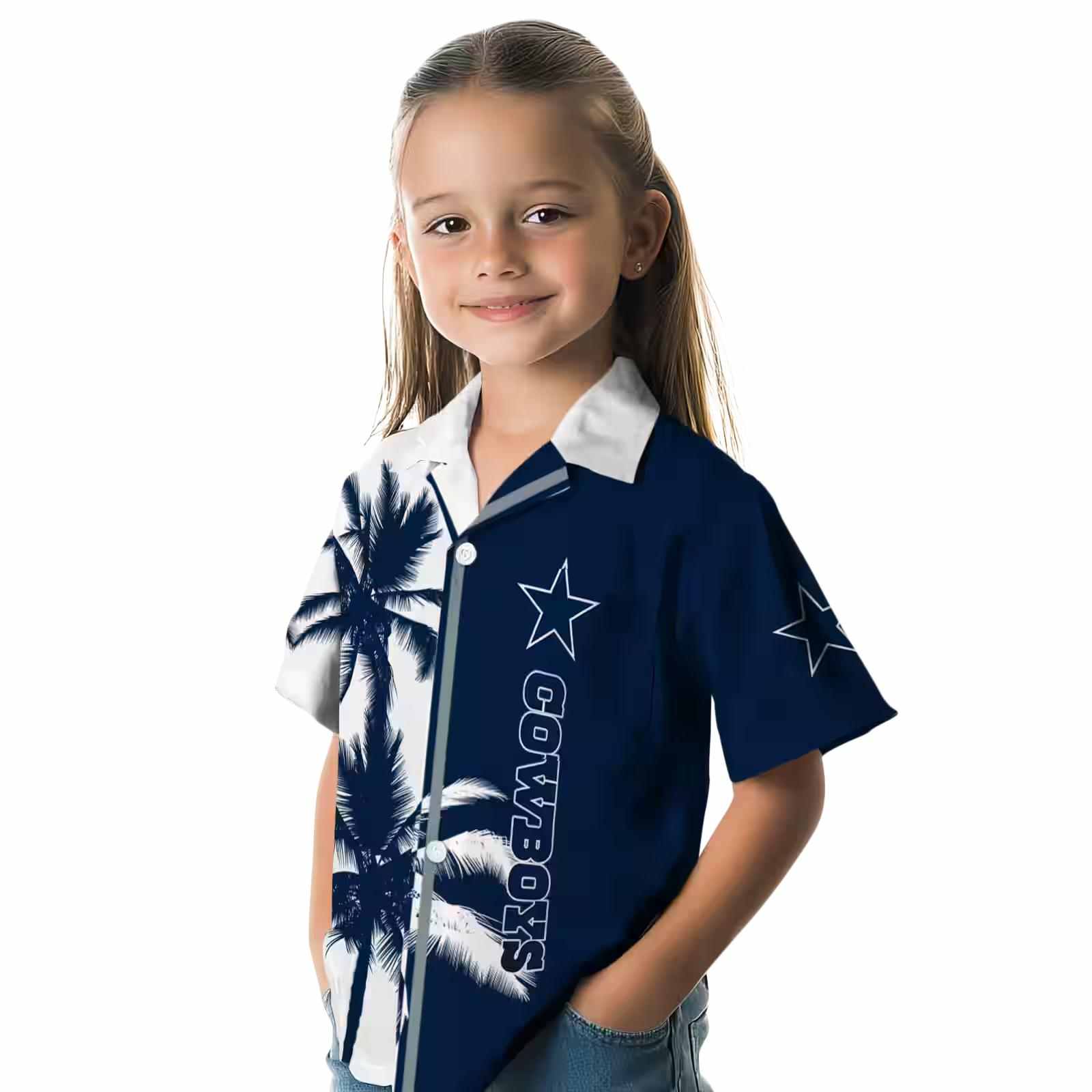 dallas cowboys palm trees blue white hawaiian shirt premium grade