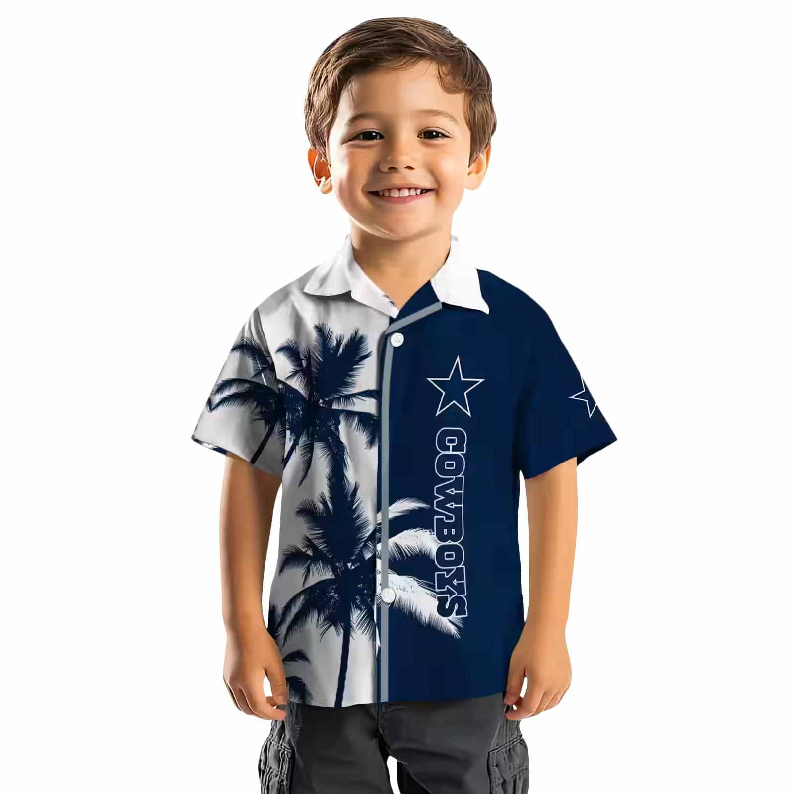 dallas cowboys palm trees blue white hawaiian shirt top rated