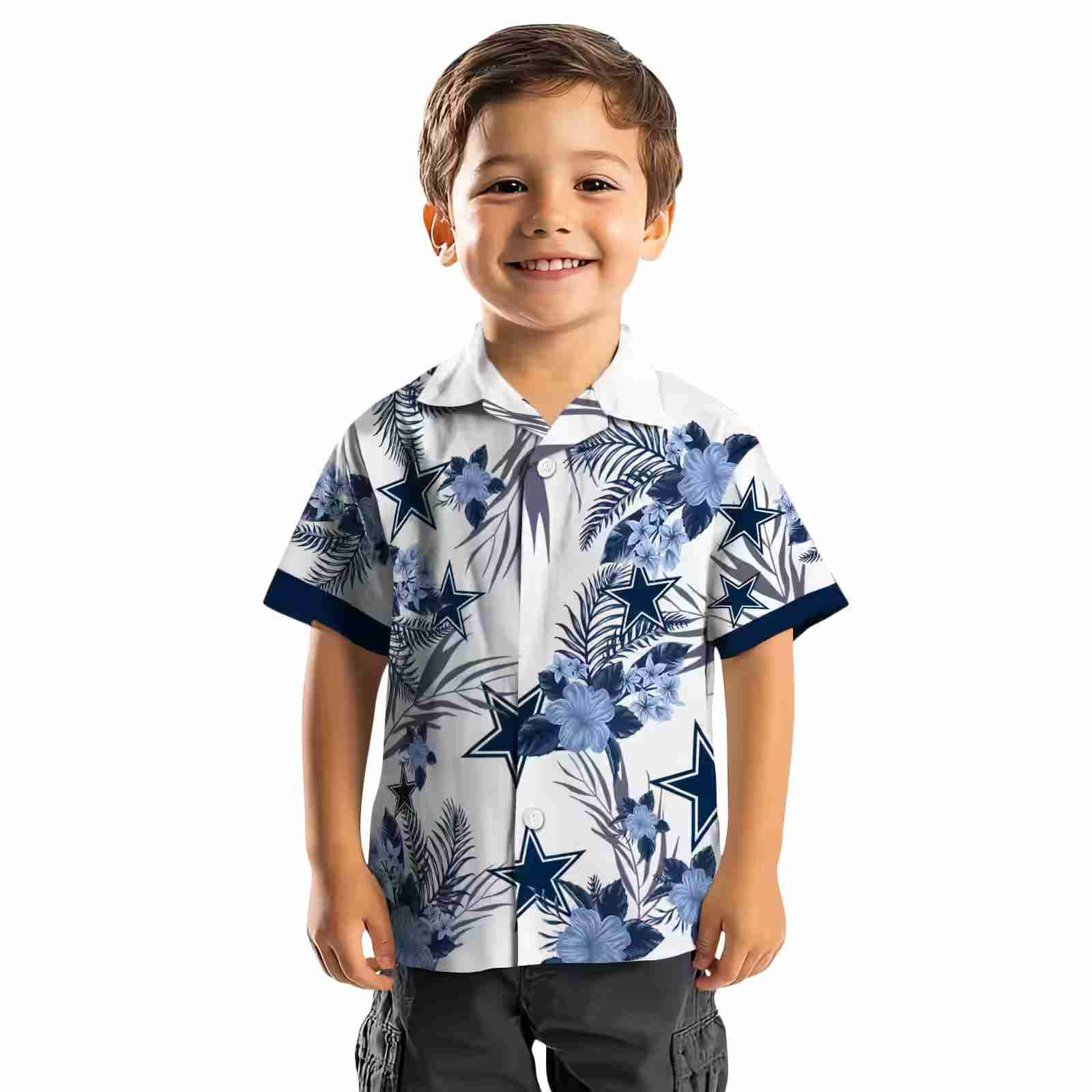 dallas cowboys patriotic hibiscus design blue white hawaiian shirt top rated