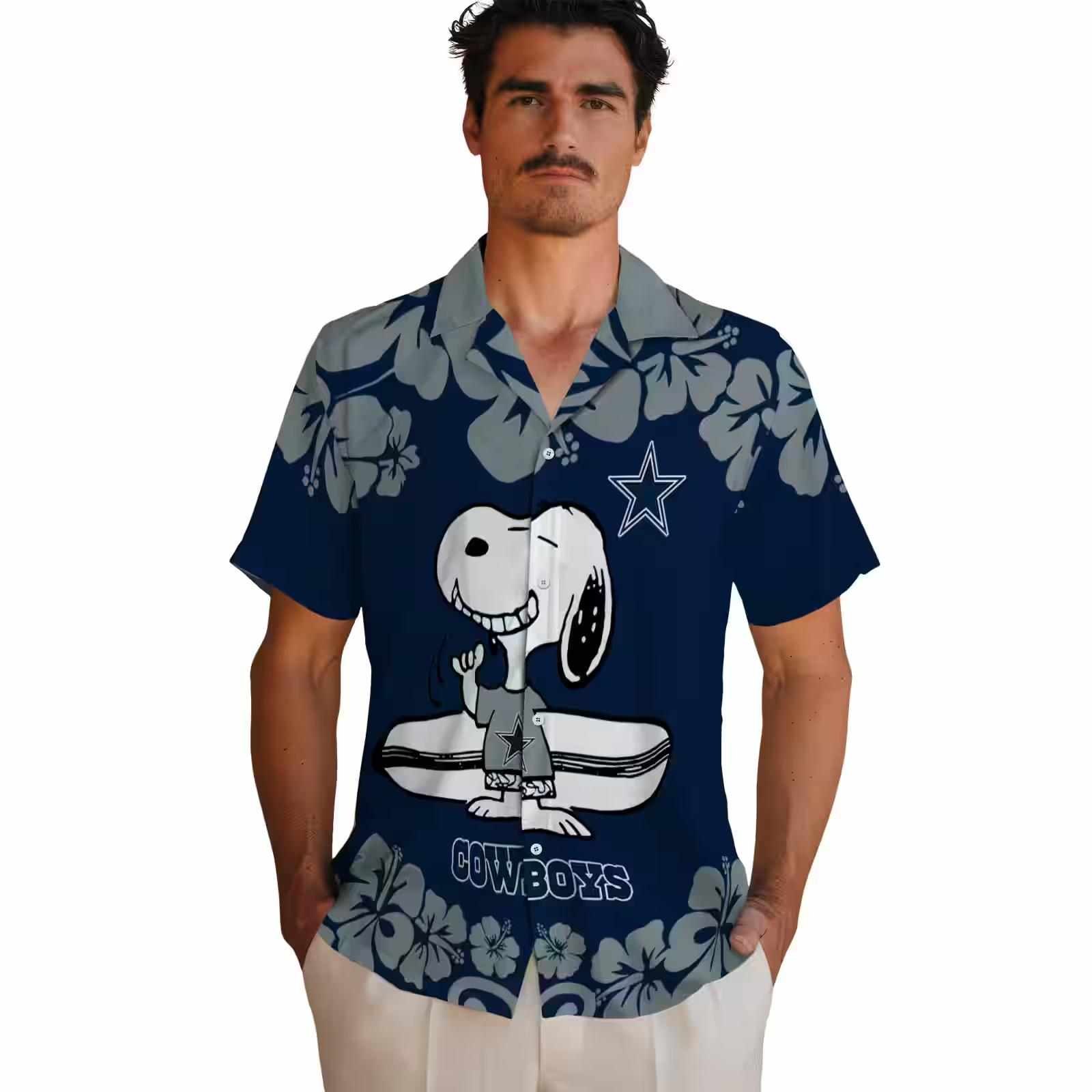 dallas cowboys snoopy surf blue white hawaiian shirt fashion forward