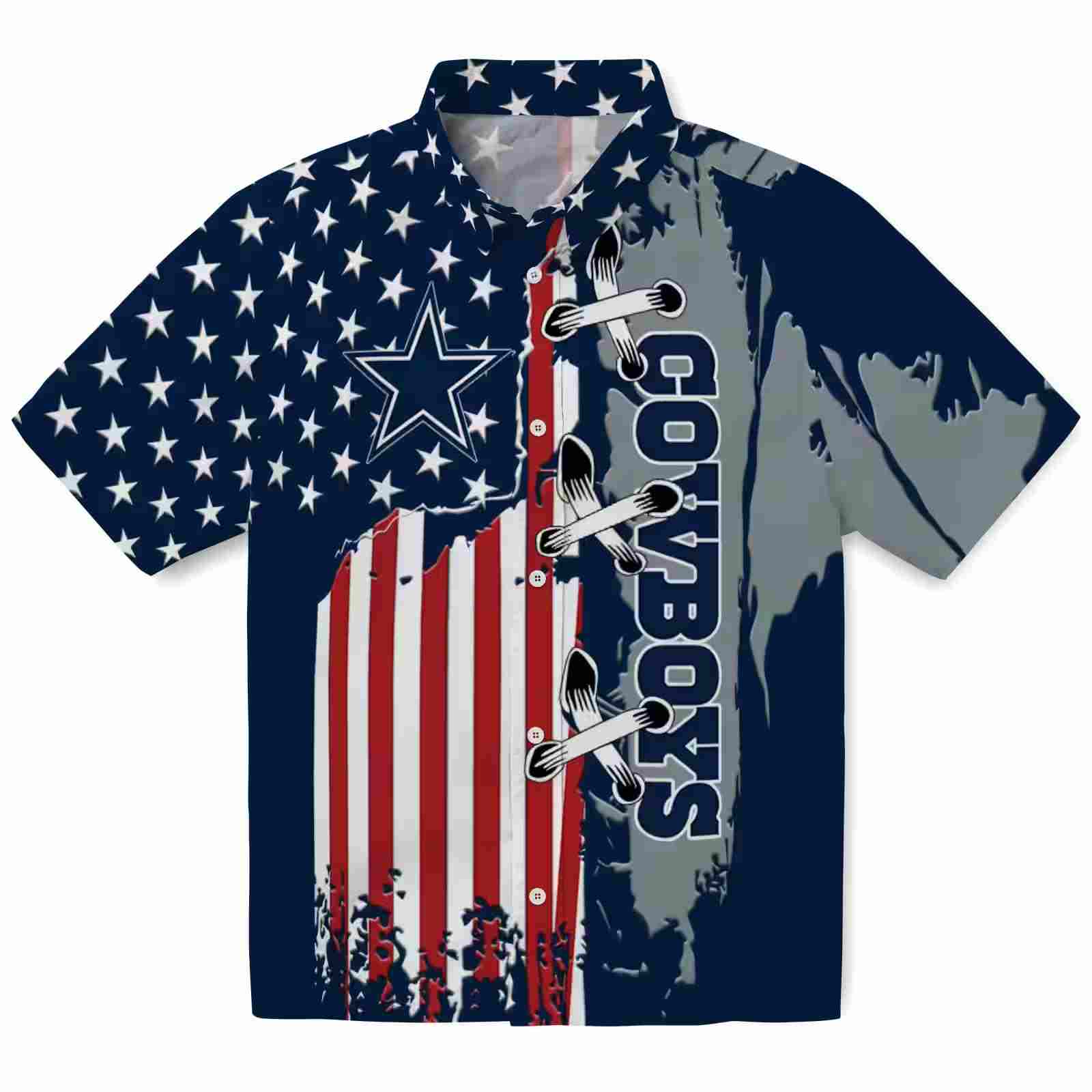 Dallas Cowboys Stitched Flag Blue Hawaiian Shirt