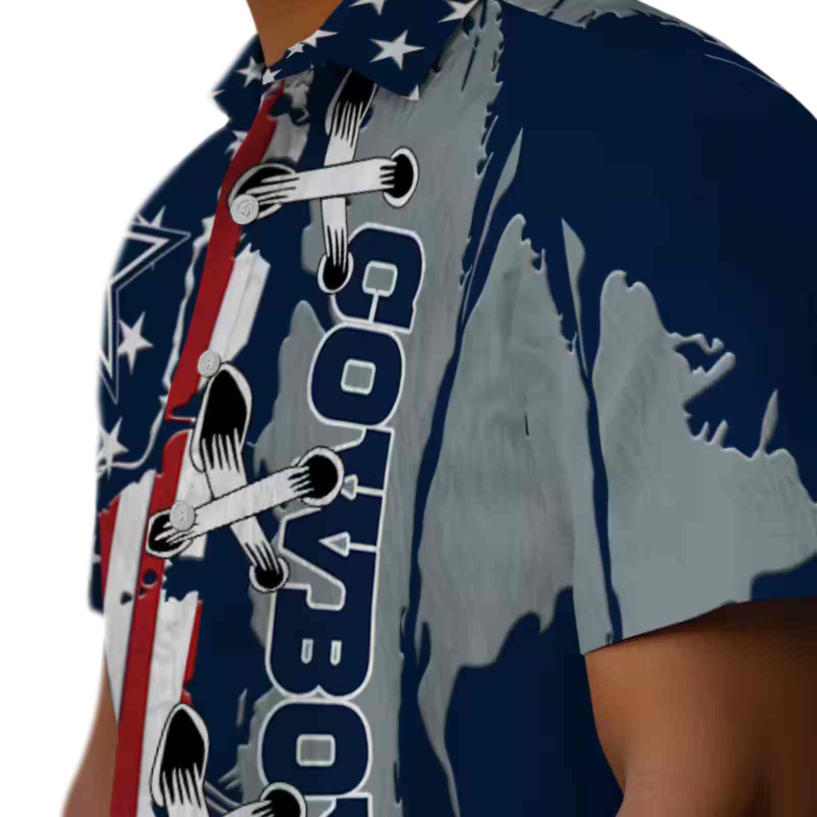 dallas cowboys stitched flag blue hawaiian shirt trendy