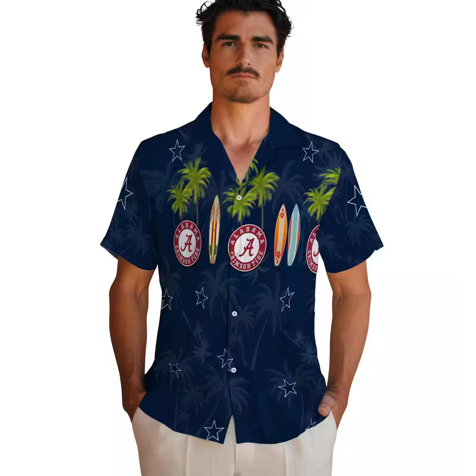 dallas cowboys surfboard palm blue hawaiian shirt fashion forward