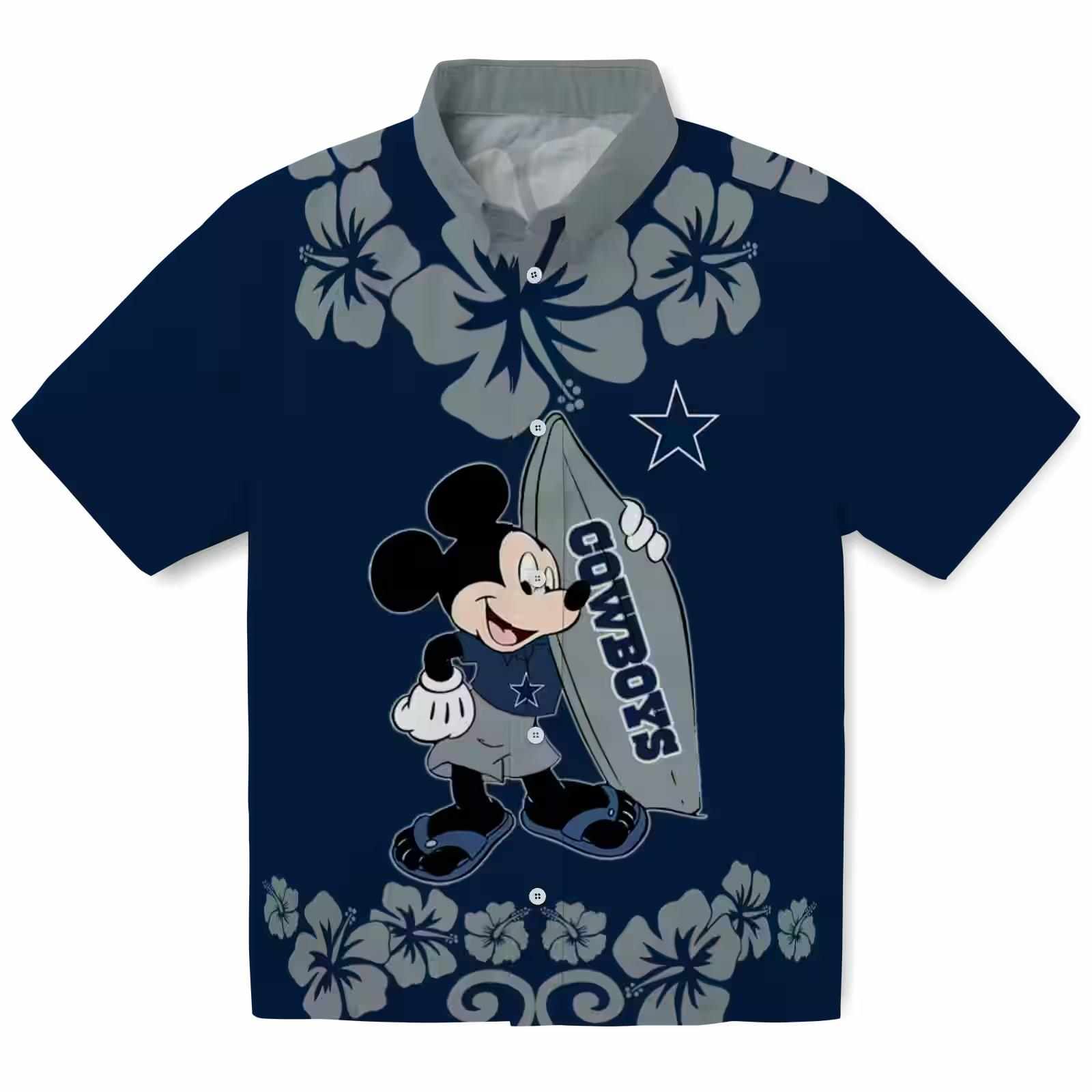 Dallas Cowboys Surfing Mickey Blue Hawaiian Shirt