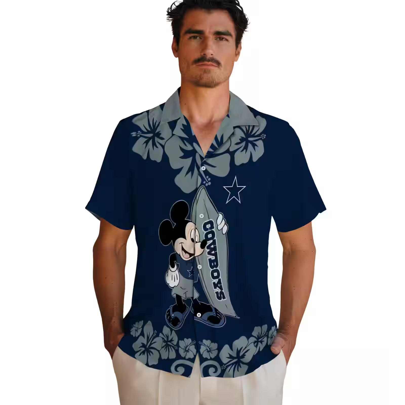 dallas cowboys surfing mickey blue hawaiian shirt fashion forward