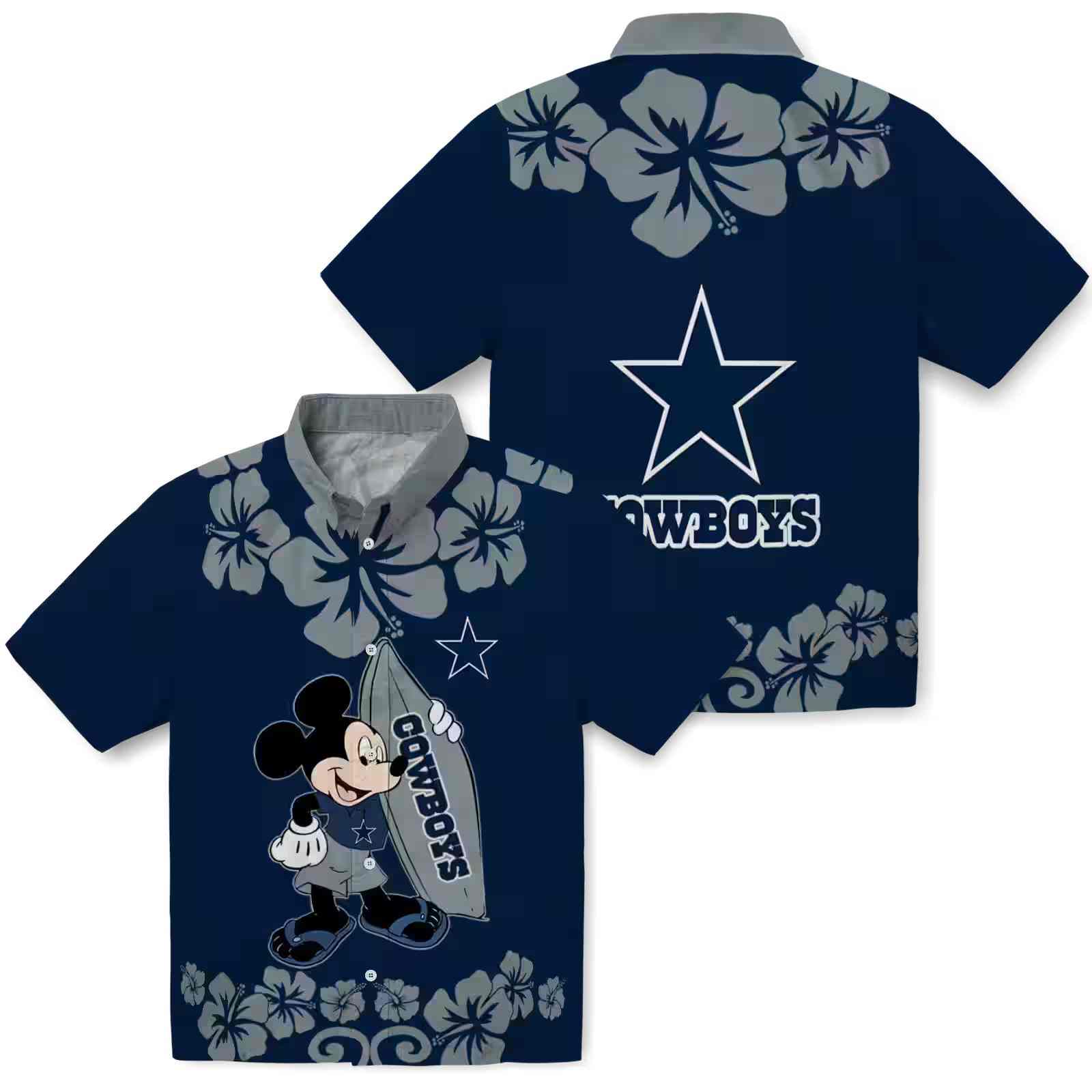 dallas cowboys surfing mickey blue hawaiian shirt high quality