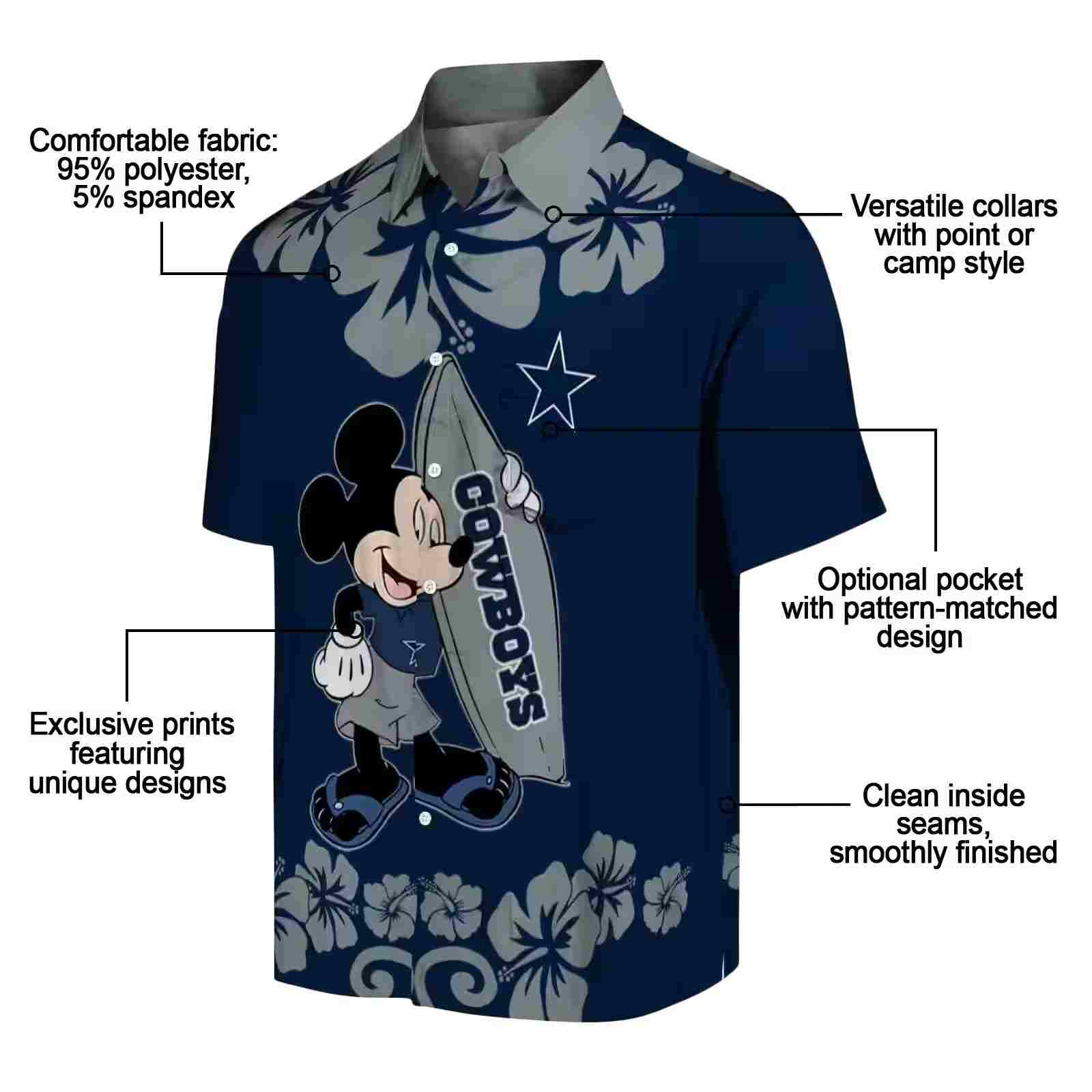 dallas cowboys surfing mickey blue hawaiian shirt new arrival