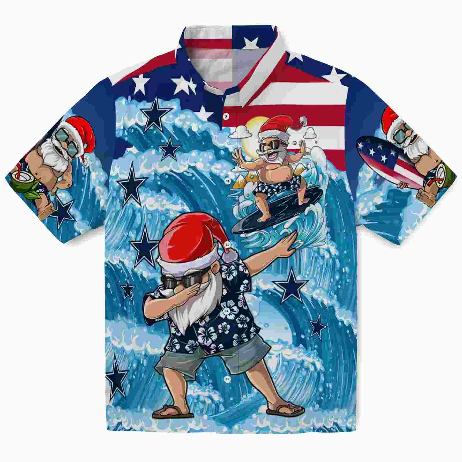 dallas cowboys surfing santa blue hawaiian shirt best selling