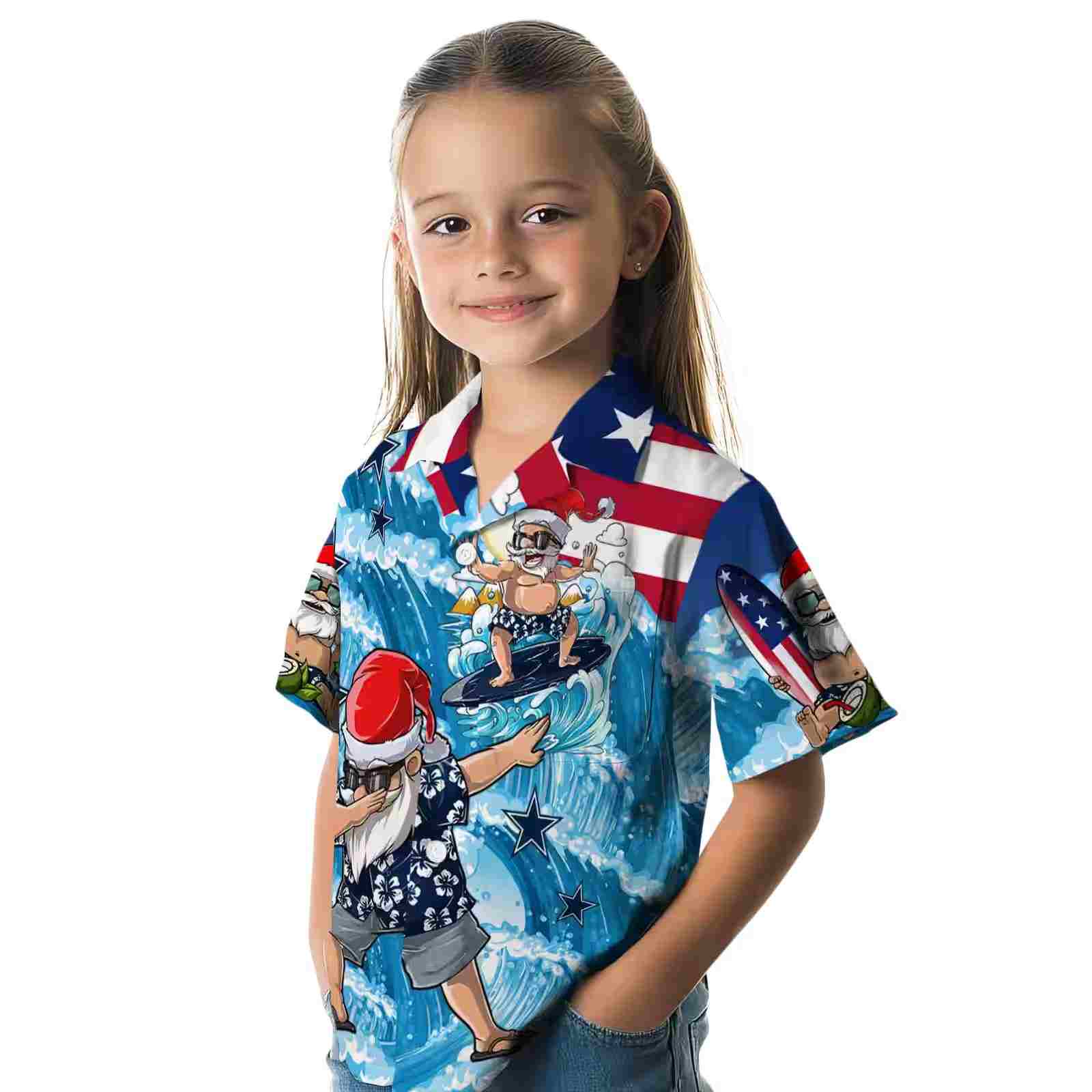 dallas cowboys surfing santa blue hawaiian shirt premium grade