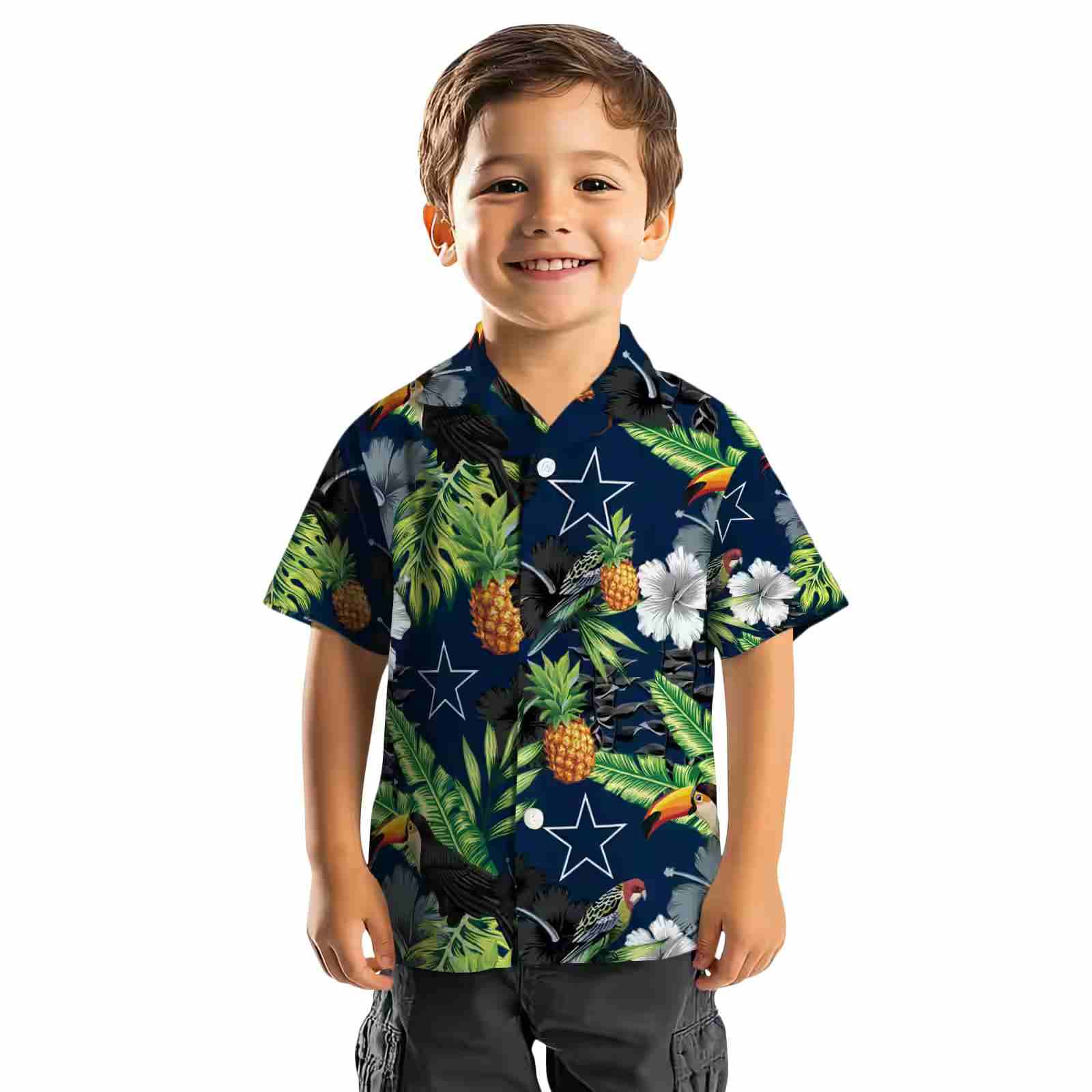 dallas cowboys toucan hibiscus pineapple blue green hawaiian shirt top rated