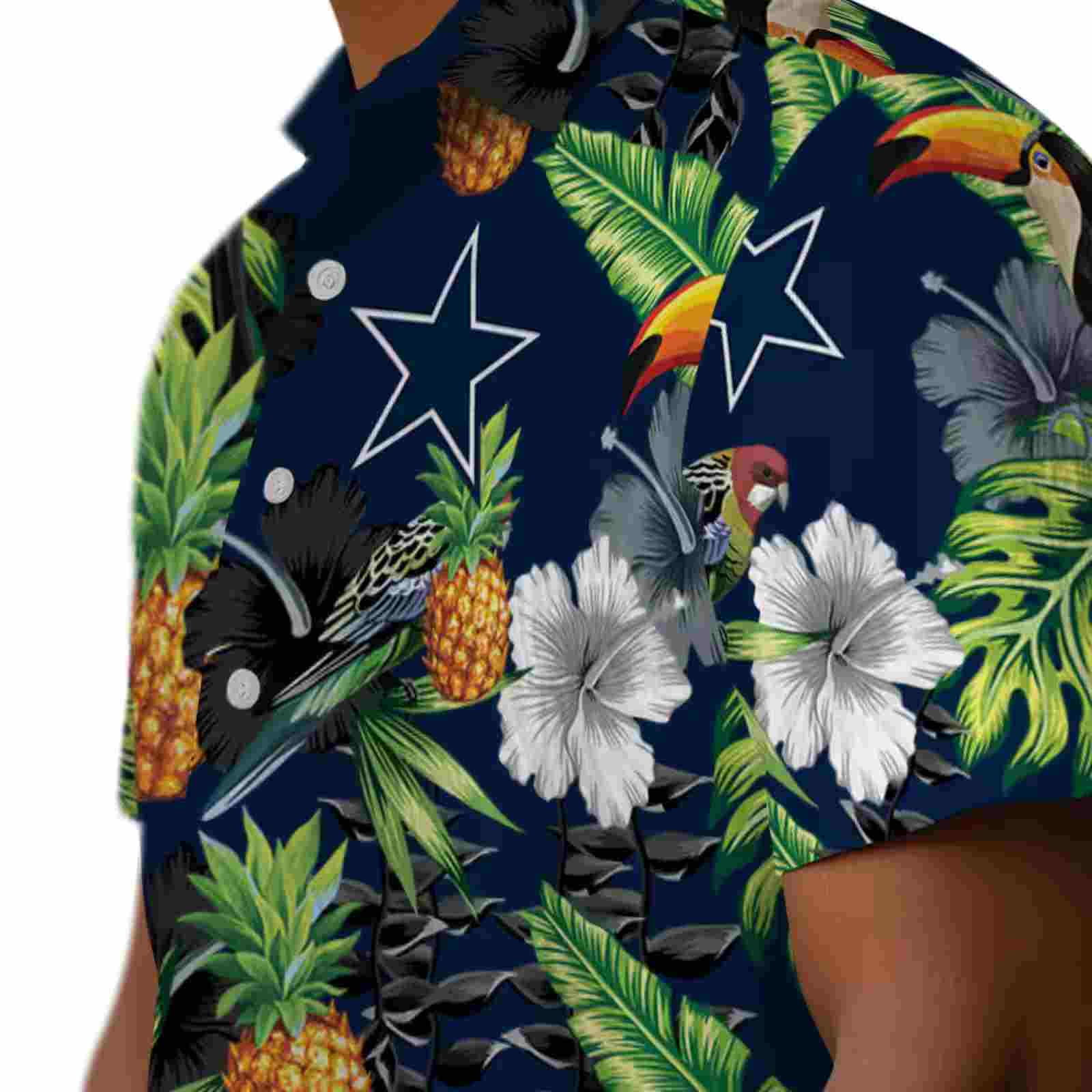 dallas cowboys toucan hibiscus pineapple blue green hawaiian shirt trendy