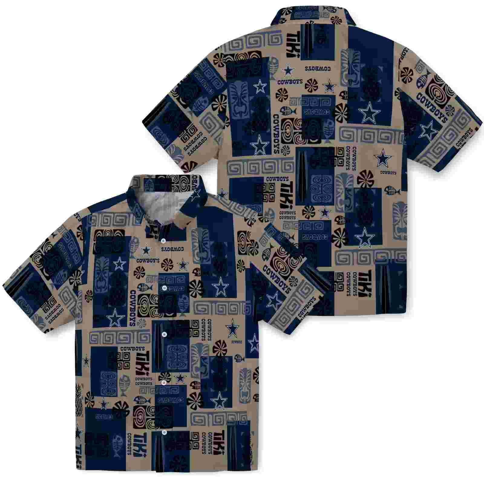 dallas cowboys tribal symbols blue hawaiian shirt high quality