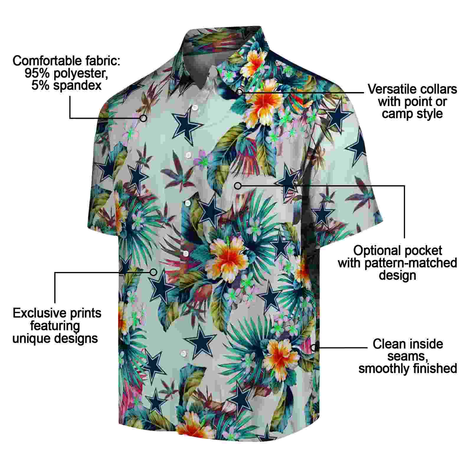 dallas cowboys tropical foliage green hawaiian shirt new arrival