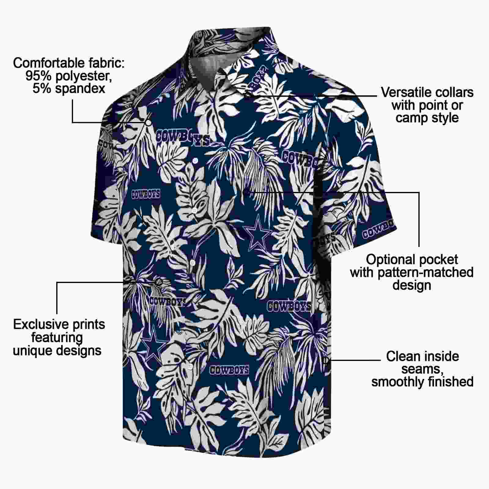 dallas cowboys tropical leaf blue white hawaiian shirt new arrival