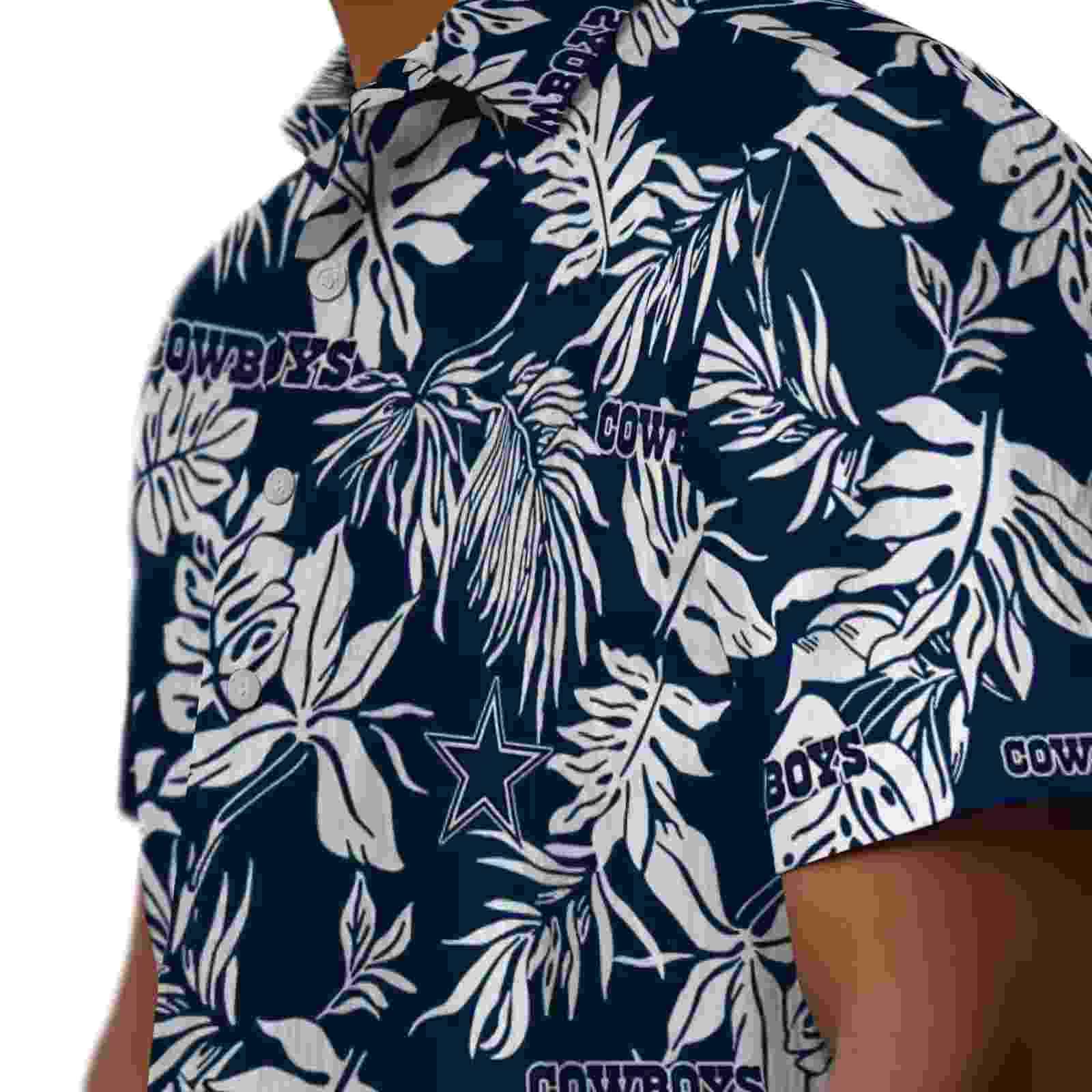 dallas cowboys tropical leaf blue white hawaiian shirt trendy