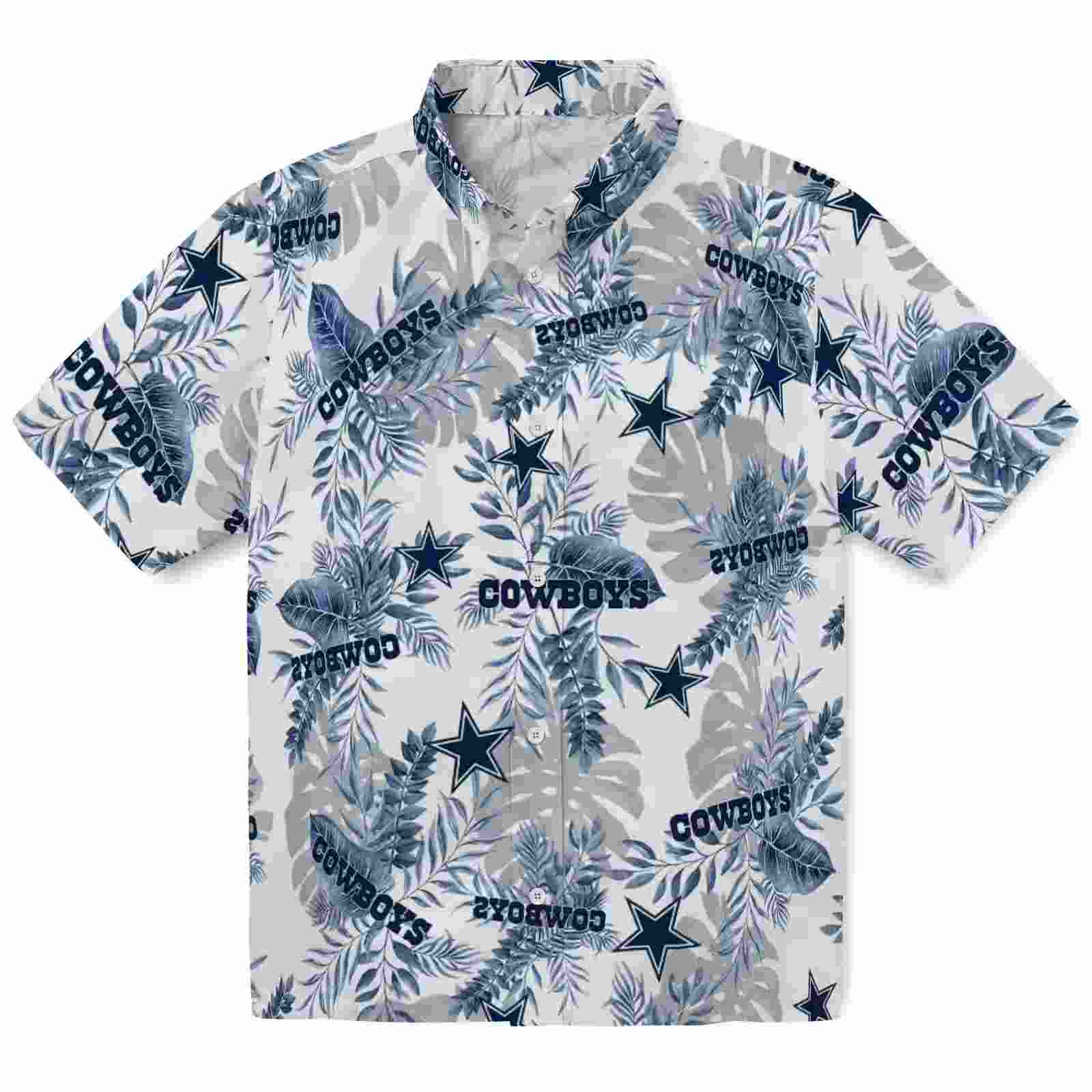 dallas cowboys tropical leaves blue white hawaiian shirt best selling