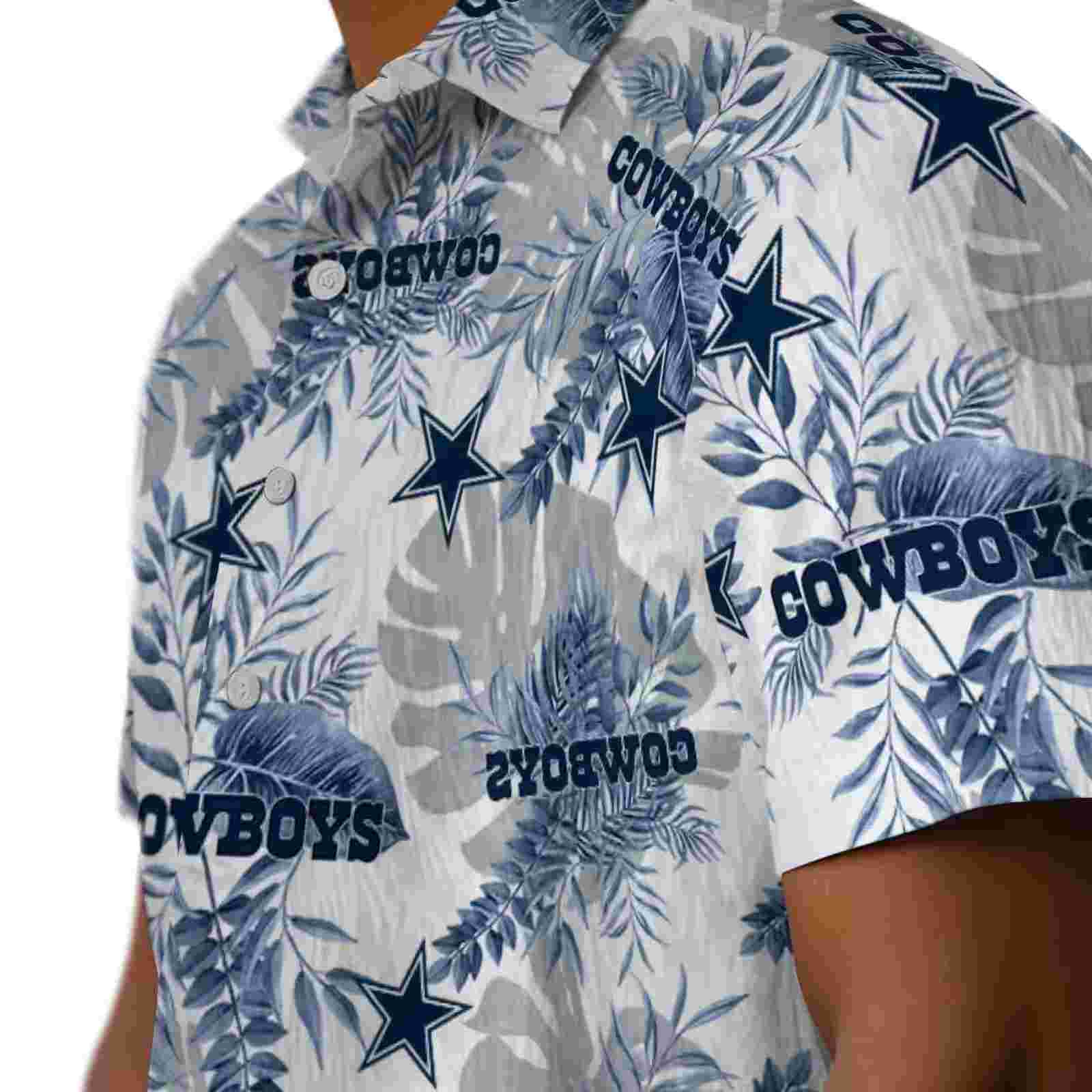 dallas cowboys tropical leaves blue white hawaiian shirt trendy