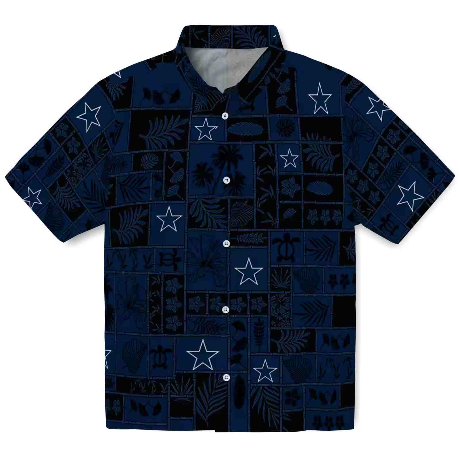 Dallas Cowboys Tropical Patchwork Blue Black Hawaiian Shirt