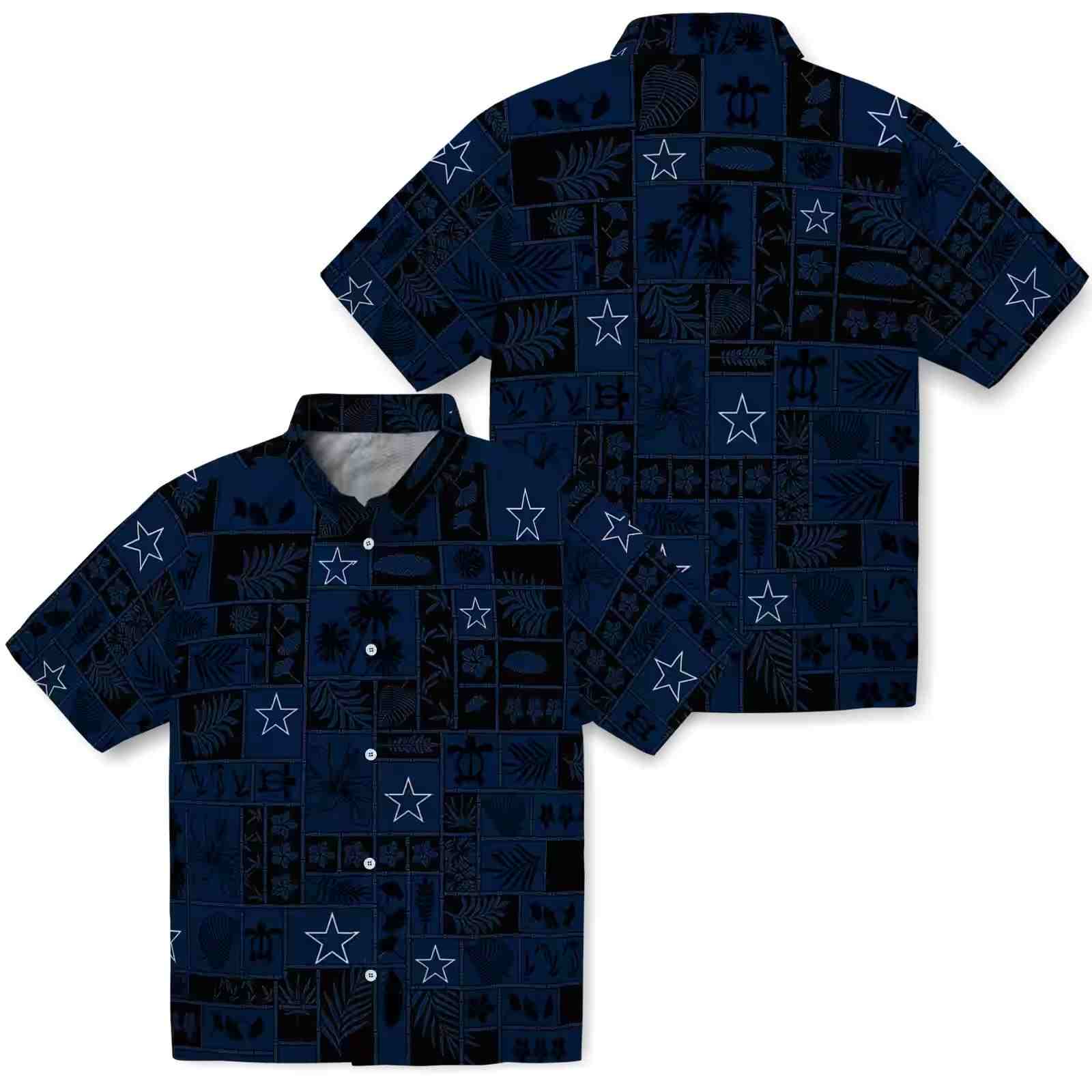 dallas cowboys tropical patchwork blue black hawaiian shirt high quality