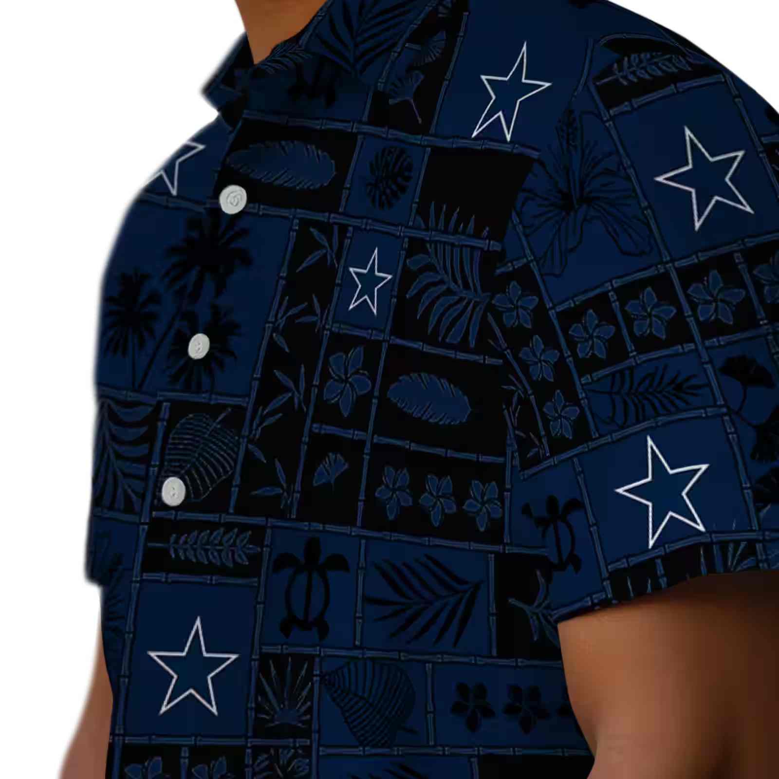 dallas cowboys tropical patchwork blue black hawaiian shirt trendy