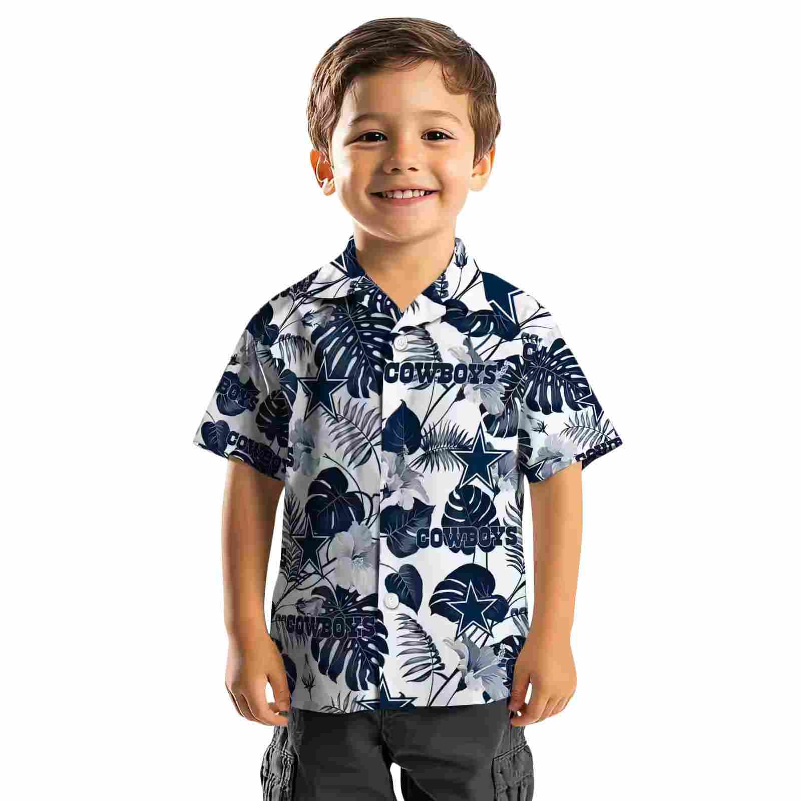 dallas cowboys tropical plants blue white hawaiian shirt top rated